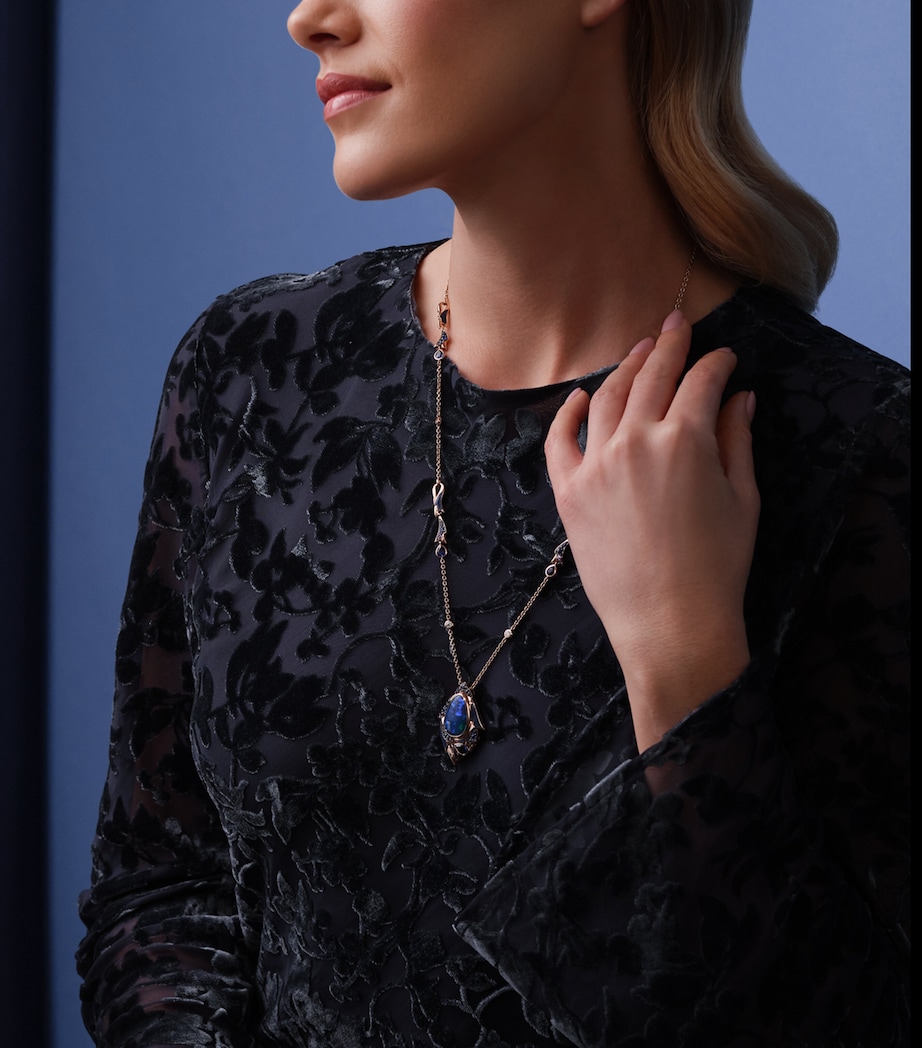 Boodles Rose Gold, Diamond, Opal and Sapphire The Palace Collection Raven's Watch Pendant Blue Image 2