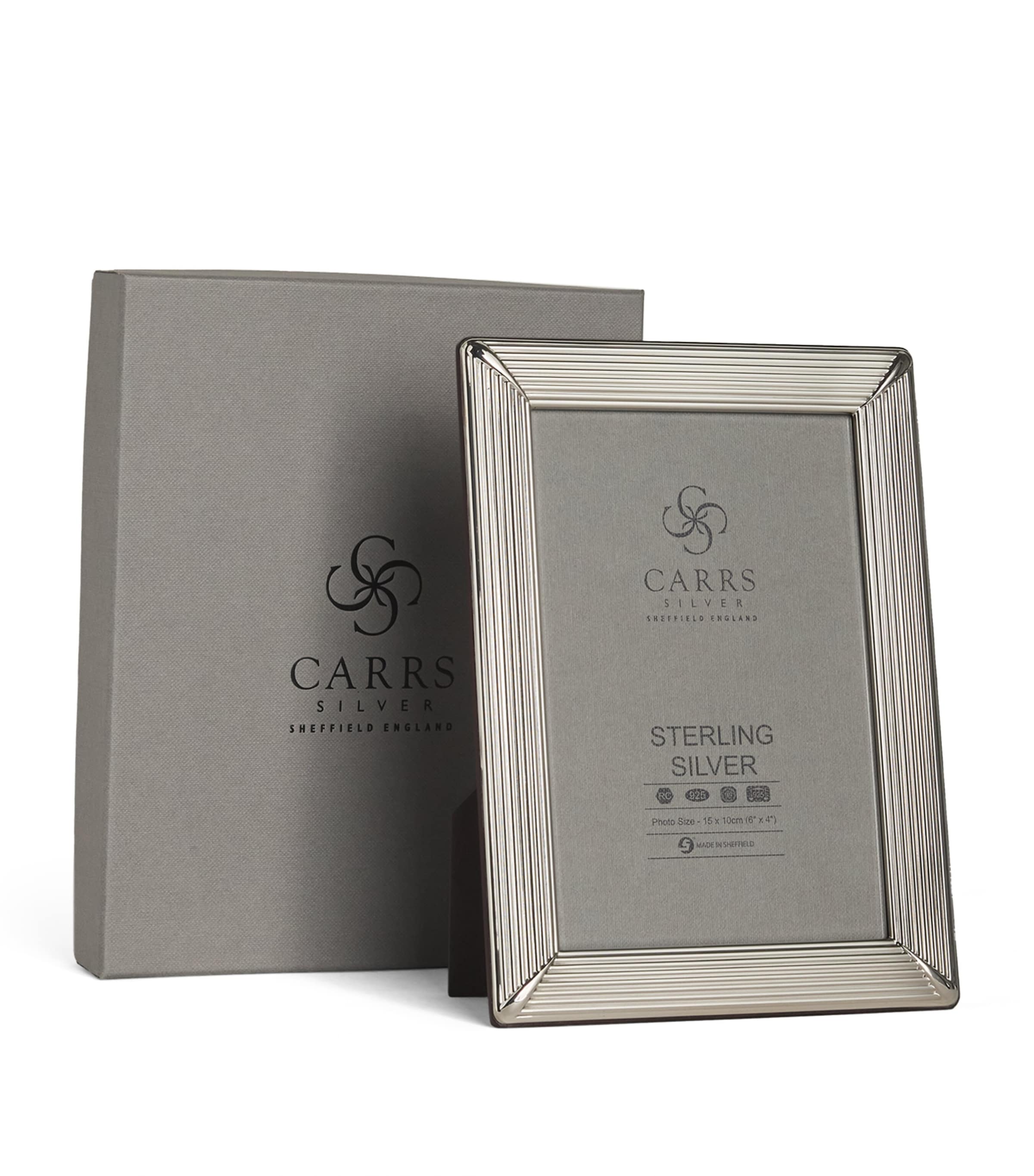 Carrs Silver Sterling Silver Fluted Photo Frame With Wood Back In Silver