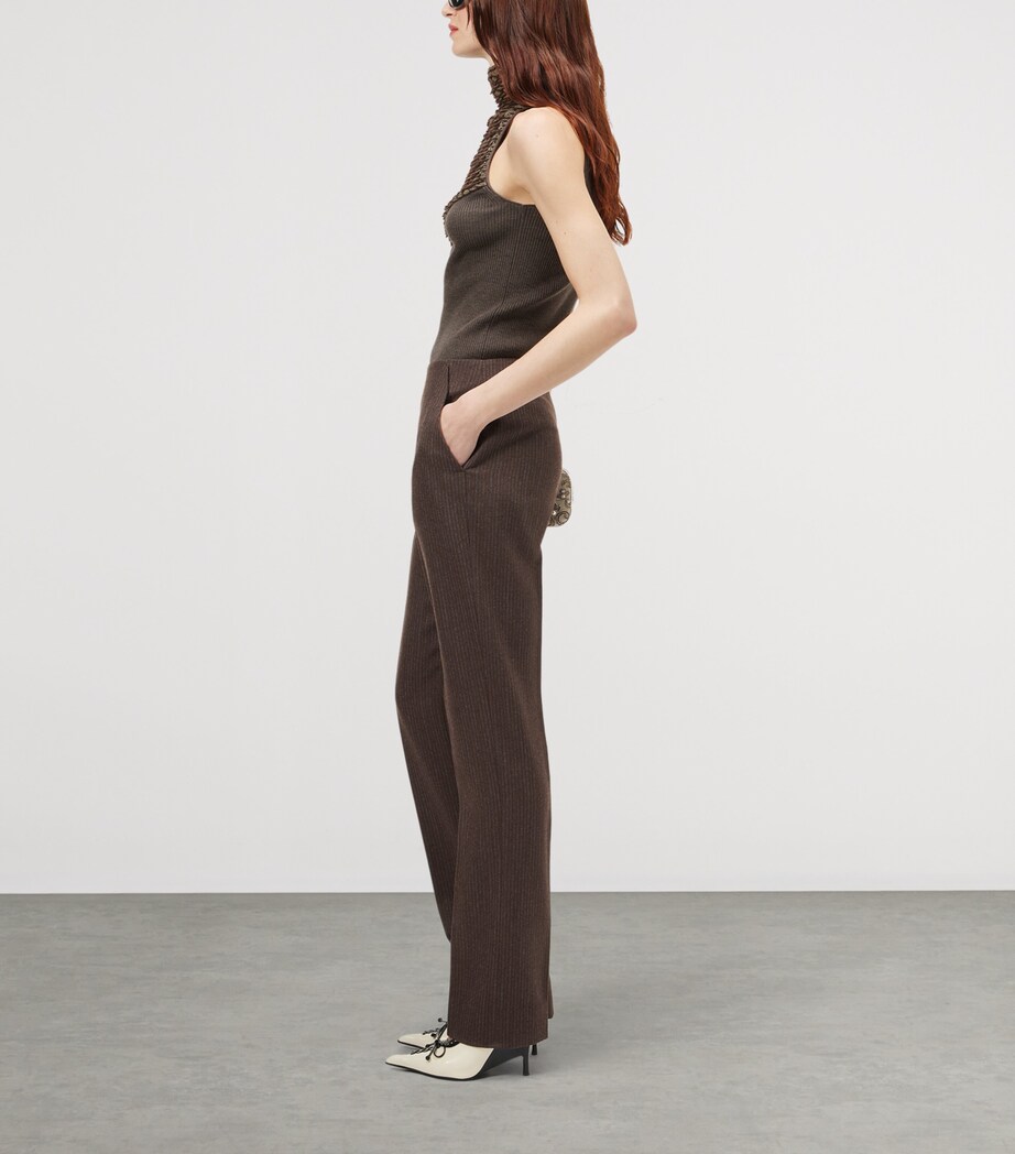 McQueen Womens Wool Pinstripe Slim Trousers Image 4