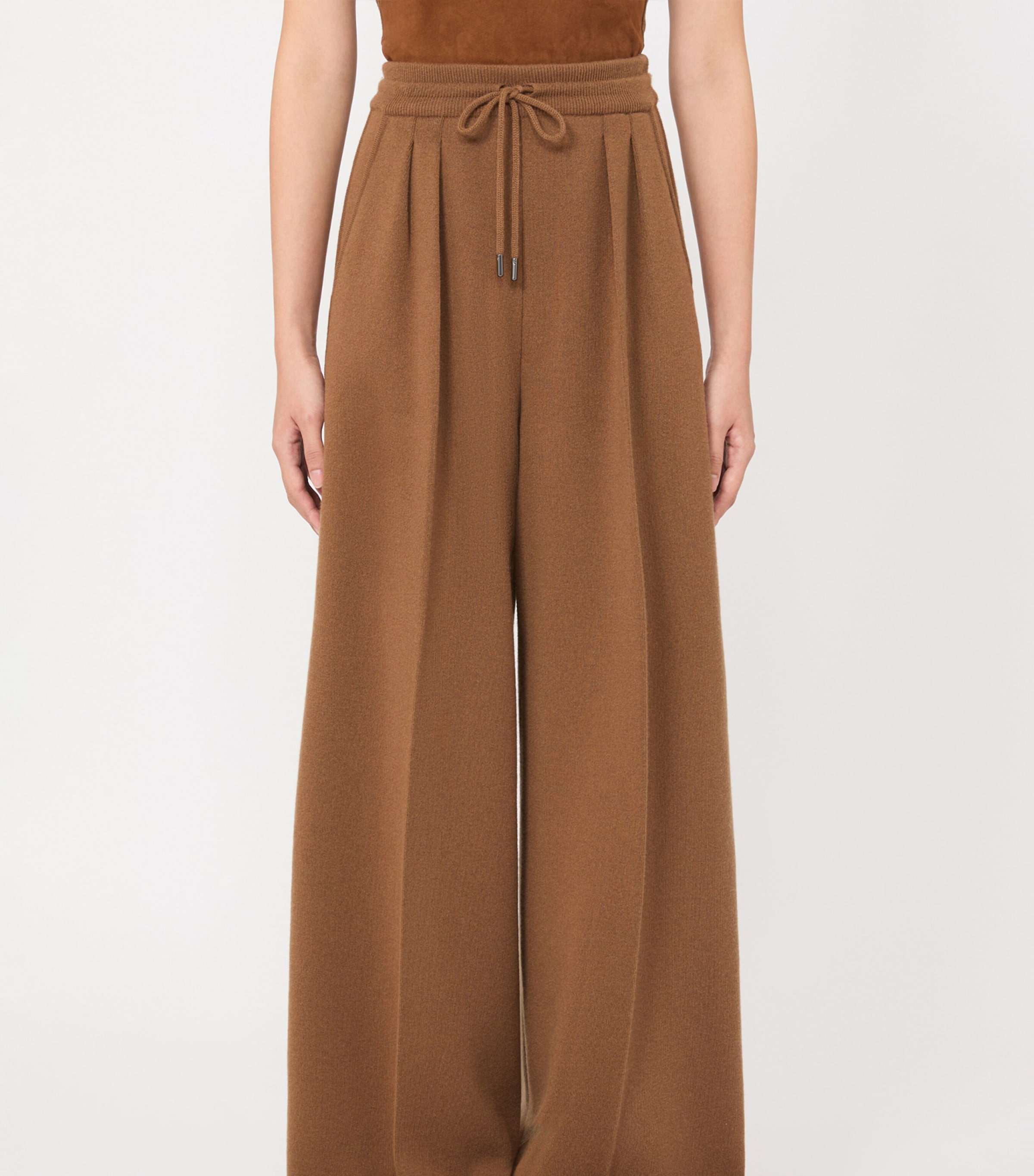 Max Mara Womens Wool-Cashmere Drawstring Trousers Camel Image 2