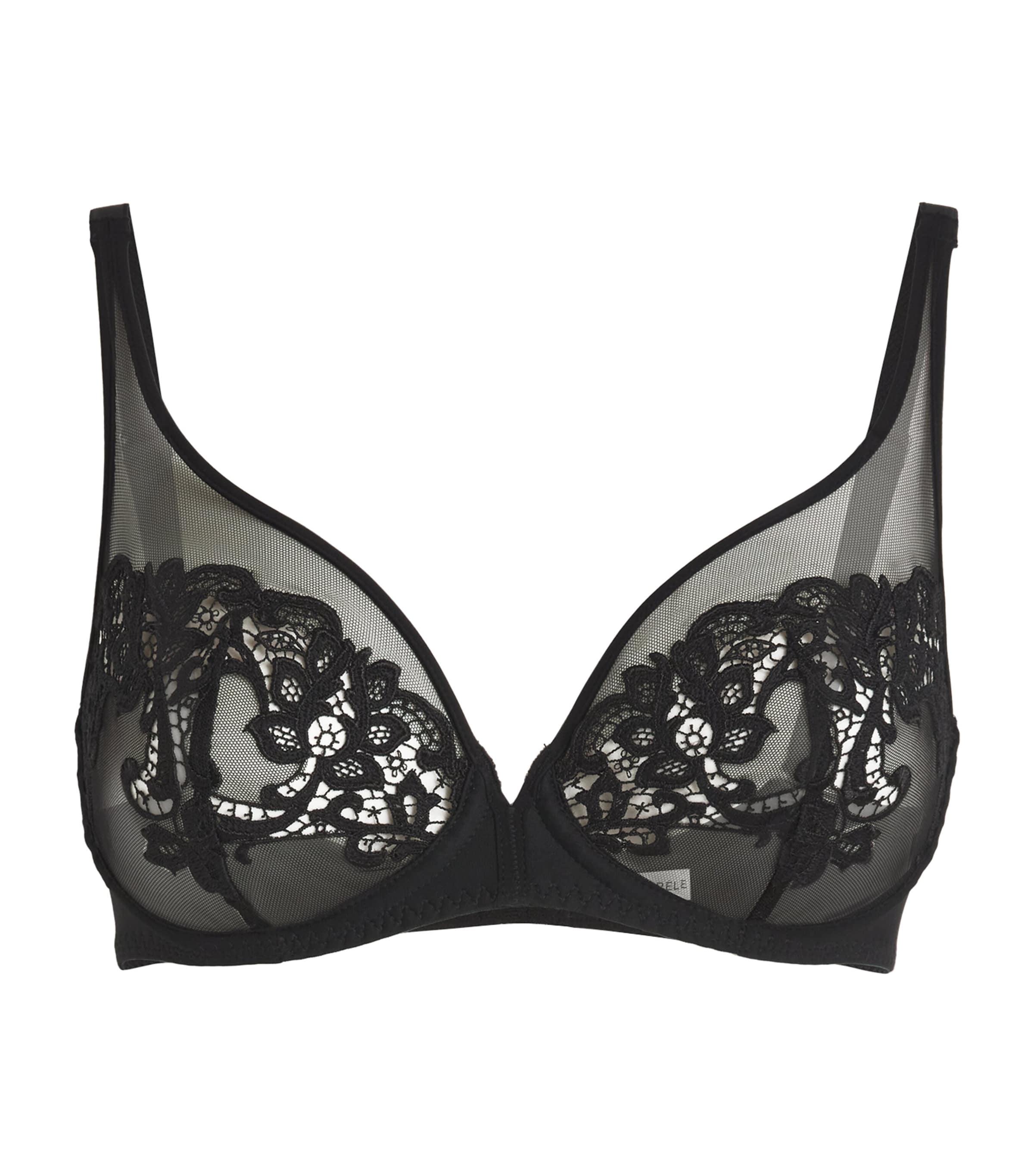 Shop Simone Perele Embroidered Saga Plunge Bra In Black