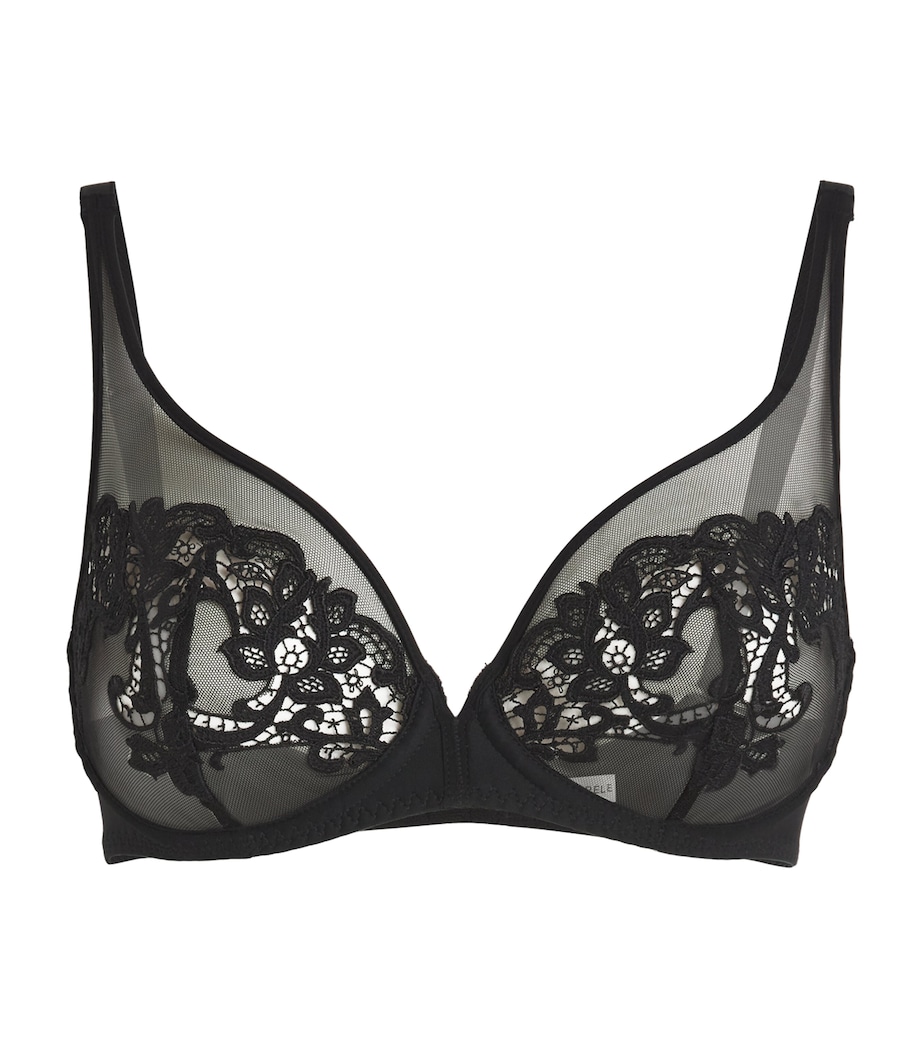 Embroidered Saga Plunge Bra 016 BLACK Image 1