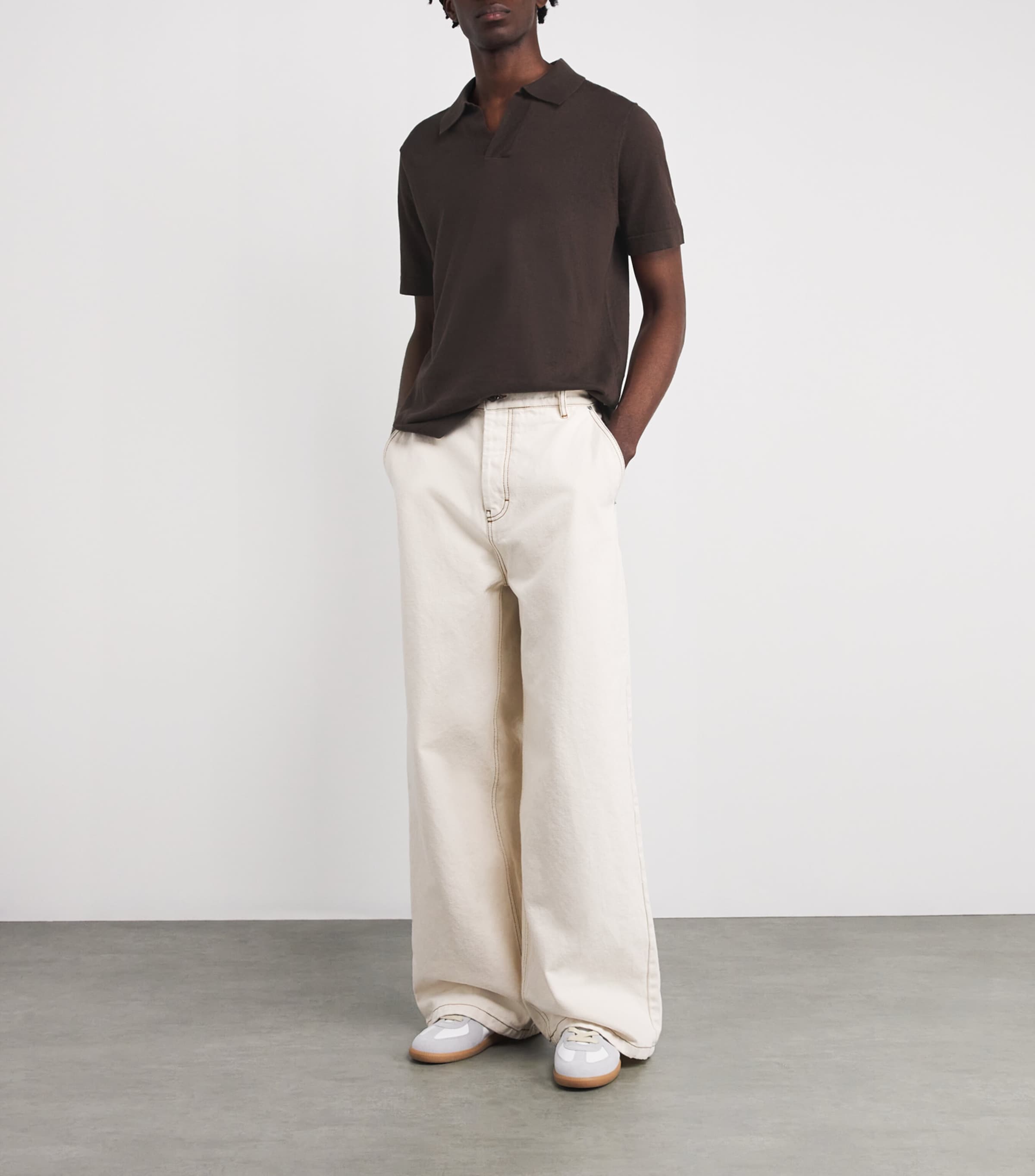 NN.07 Mens Cotton-Linen Ryan Polo Shirt Coffee Image 2