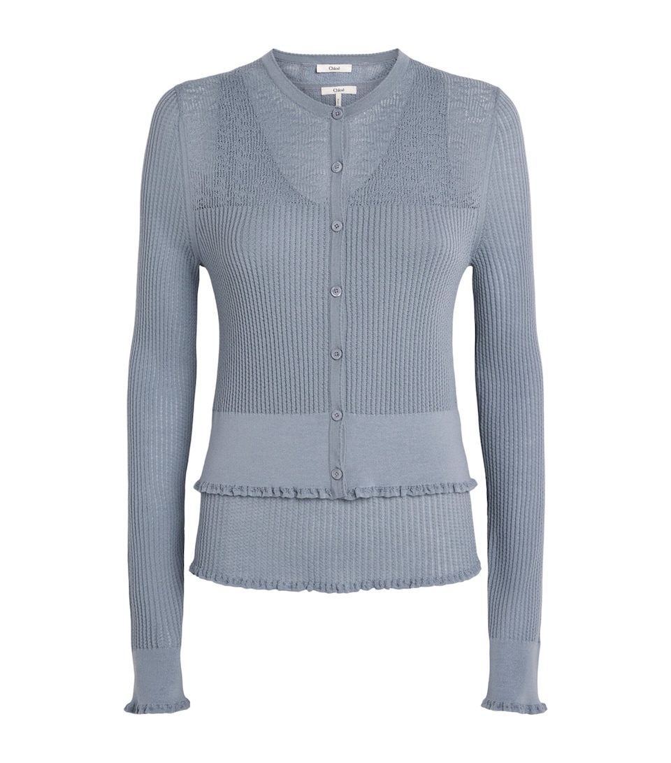 Chloé Wool Tank Top and Cardigan Set Iced Blue