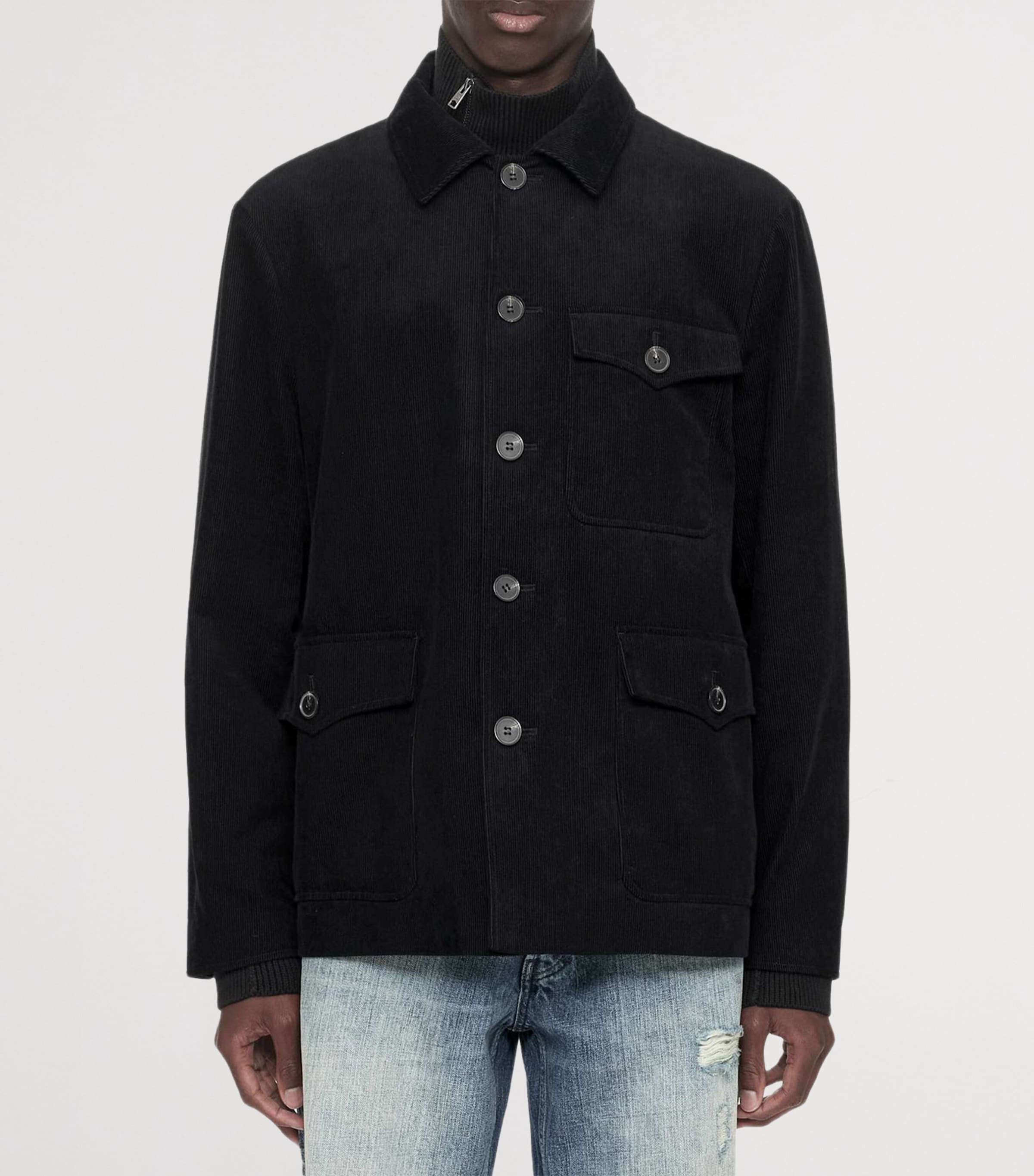 AllSaints Mens Courduroy Eden Jacket Black Image 3
