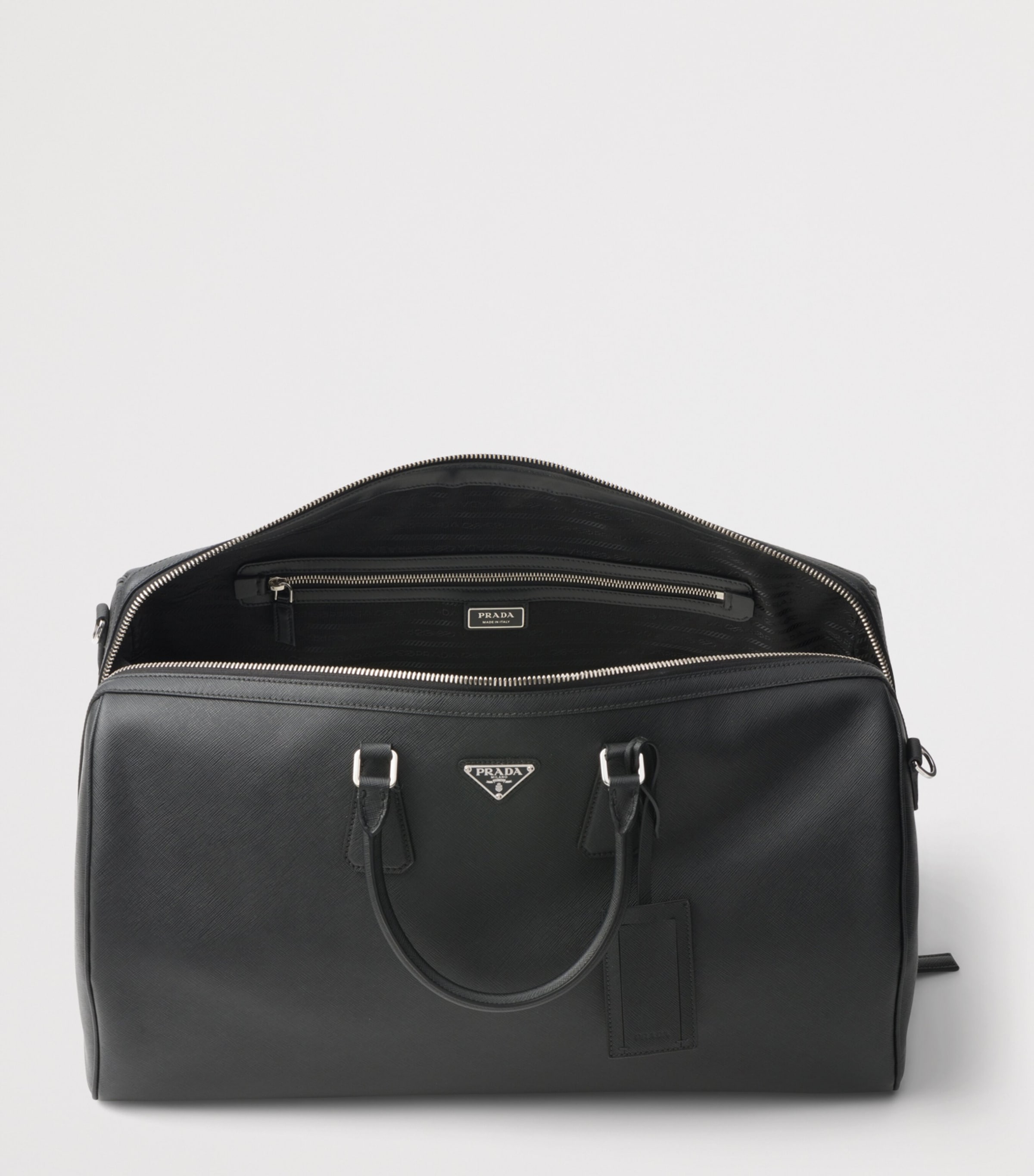 Prada Saffiano Leather Travel Bag Black Image 6