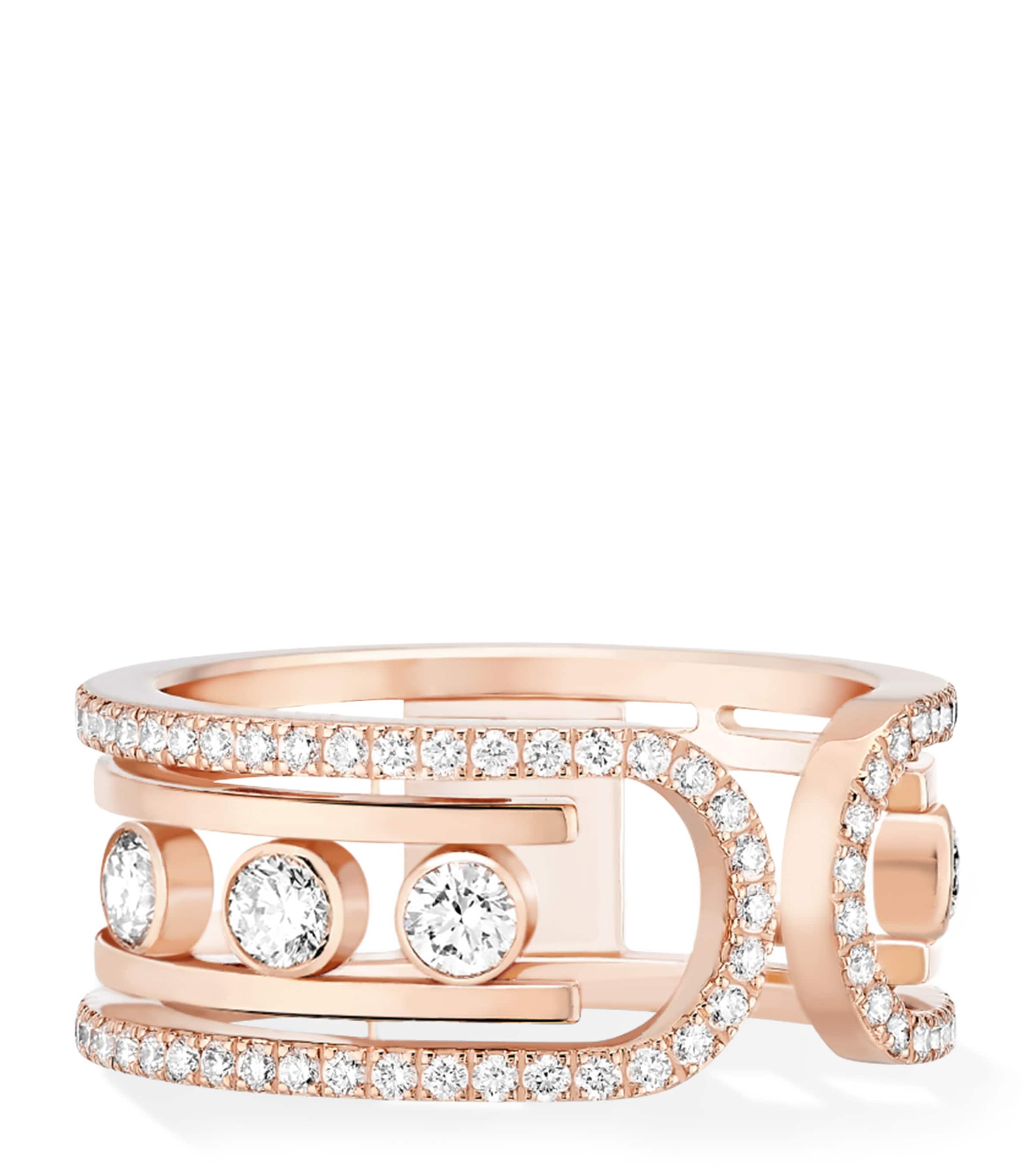 Messika Rose Gold And Diamond Move 10th Birthday Ring In Grey