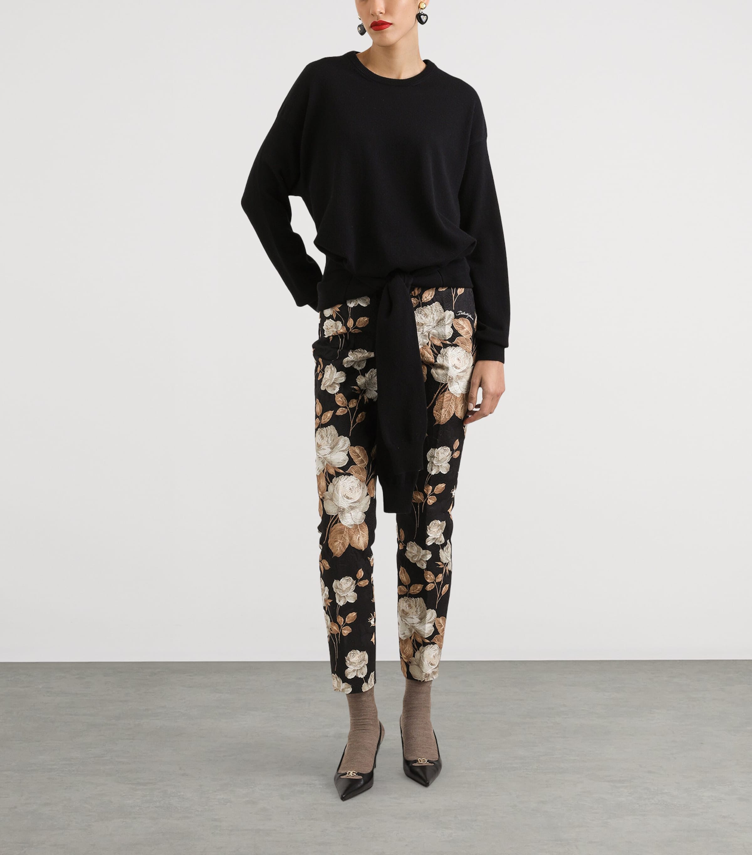 Cotton-Blend Floral Trousers HN5QQ-ROSE VINT Image 2