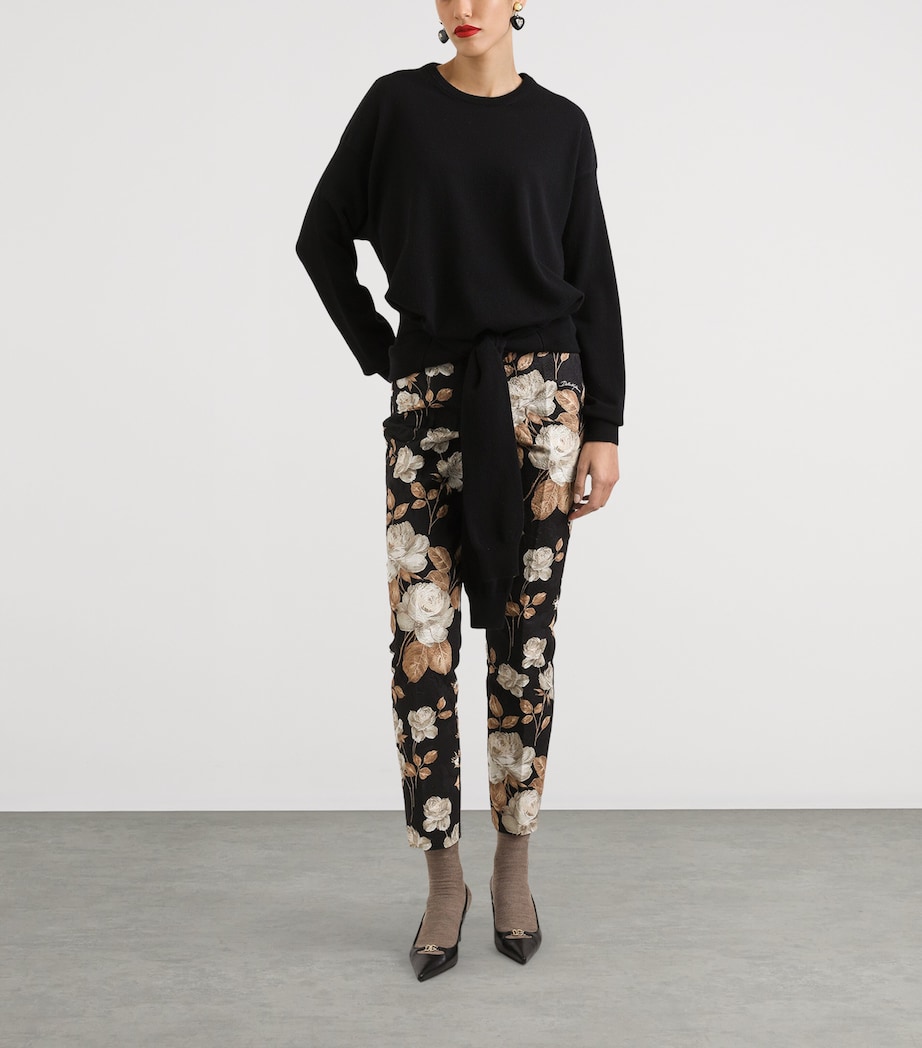 Cotton-Blend Floral Trousers HN5QQ-ROSE VINT Image 2