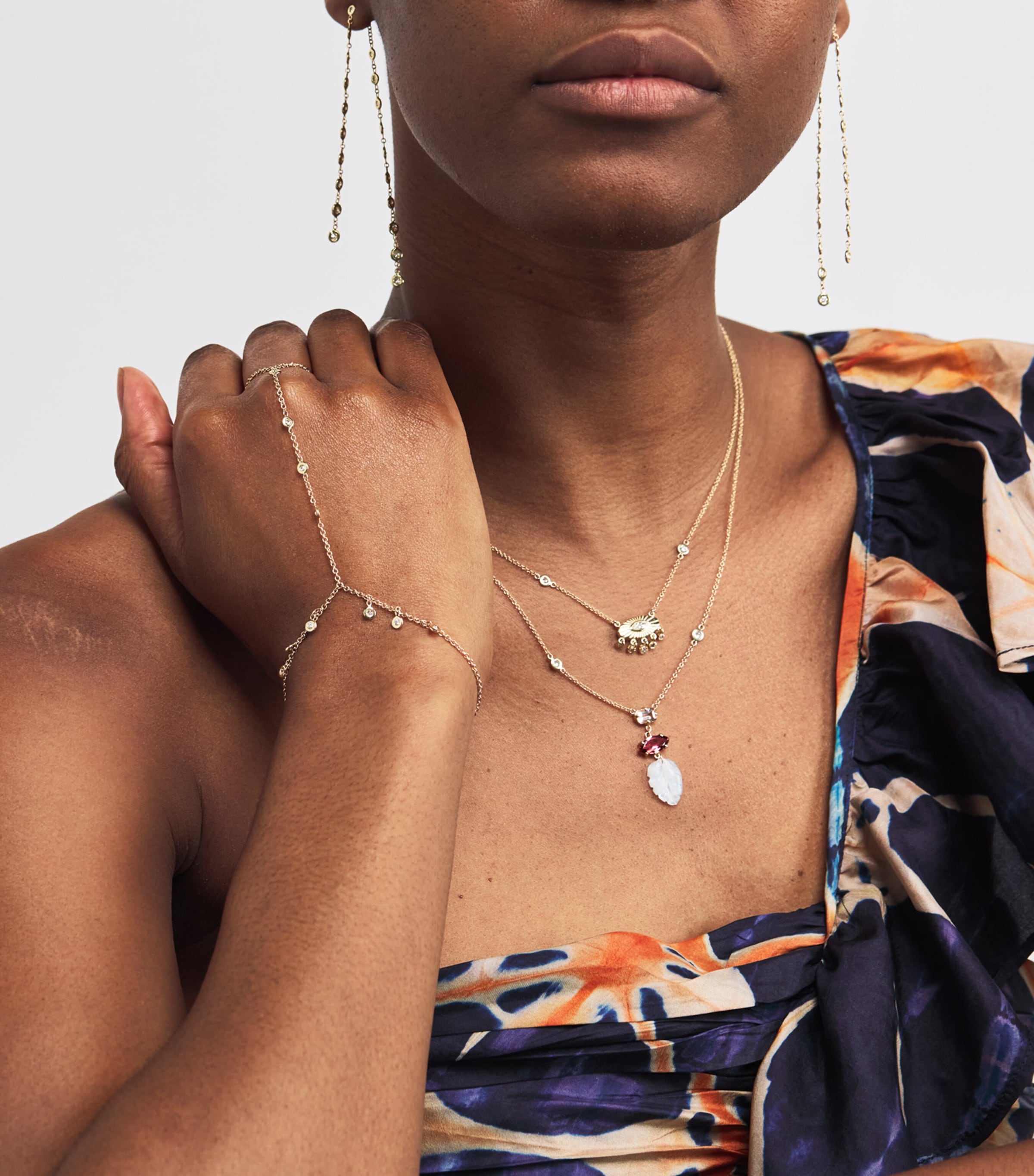 Yellow Gold and Tourmaline Triple Step Necklace YELLOW GOLD Image 5