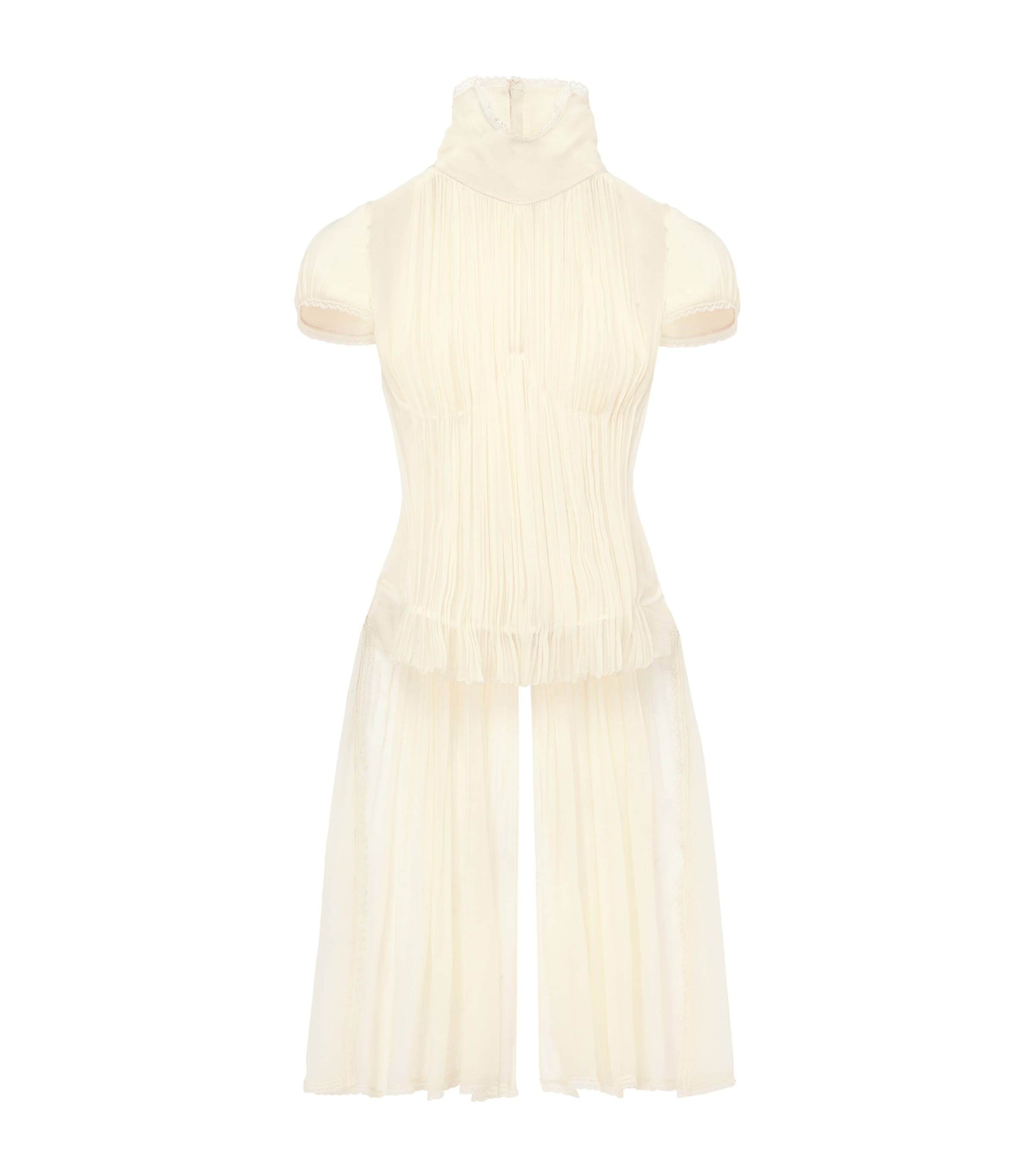 Alexander Mcqueen Silk Chiffon Pleated Top In Gold
