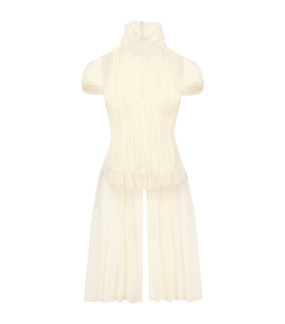 Silk Chiffon Pleated Top