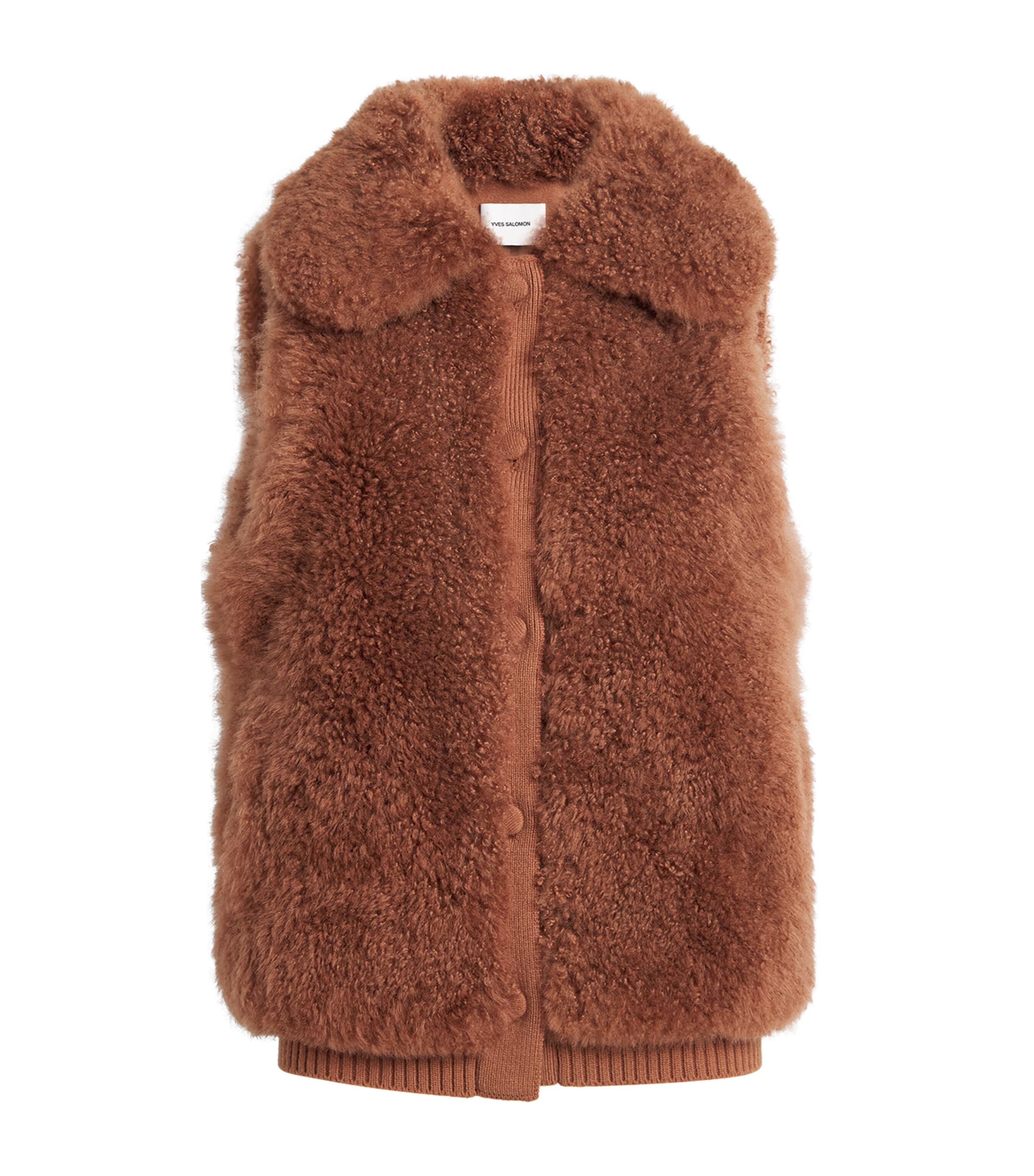 Yves Salomon Womens Cashmere Shearling-Knitted Gilet Image 1
