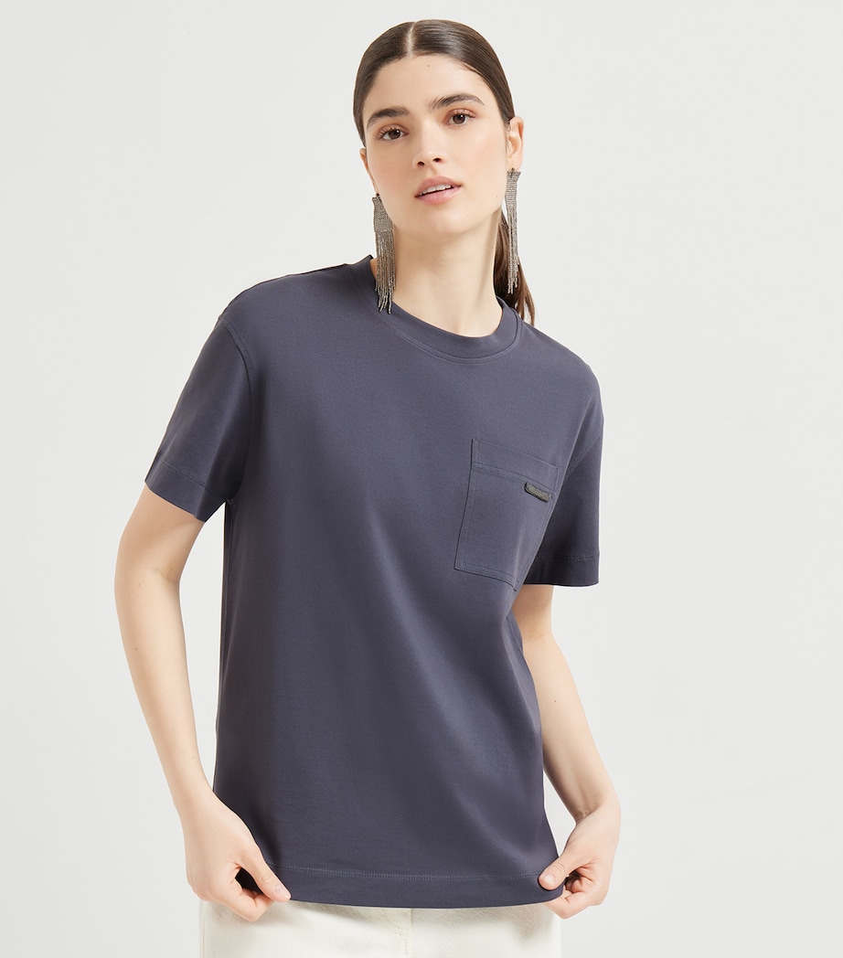 Brunello Cucinelli Womens Cotton Pocket-Detail T-Shirt Image 2