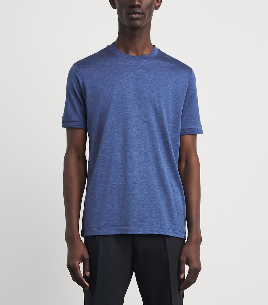 Paul & Shark Mens Cotton-Silk Melange T-Shirt Royal Blue Image 4