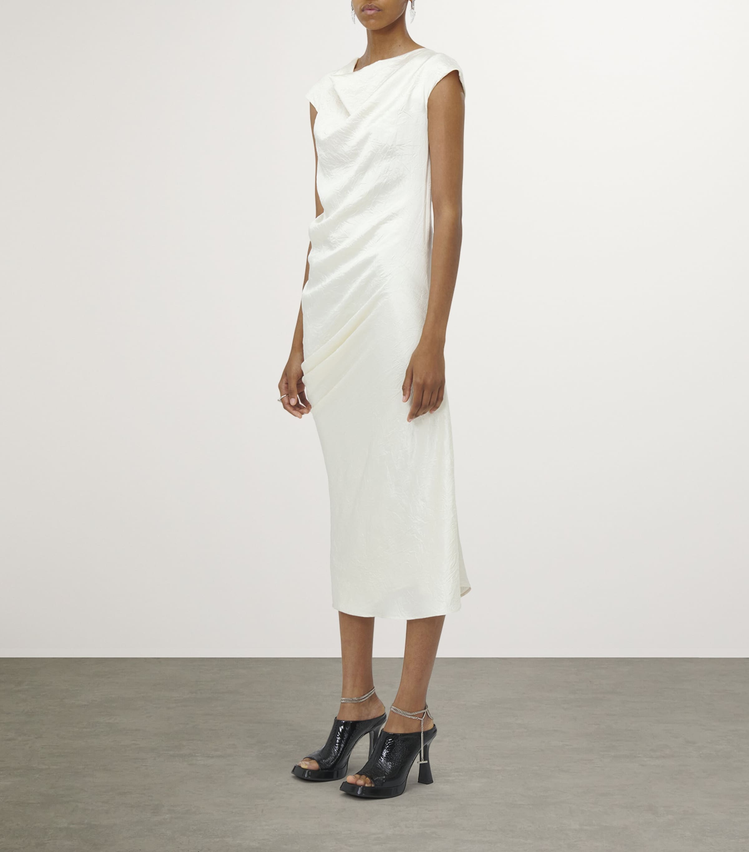 ワンピース ALEXANDER MCQUEEN IVORY ASYMMETRICAL DRAPED DRESS Alexander McQueen Ivory asymmetrical draped dress | TheDoubleF