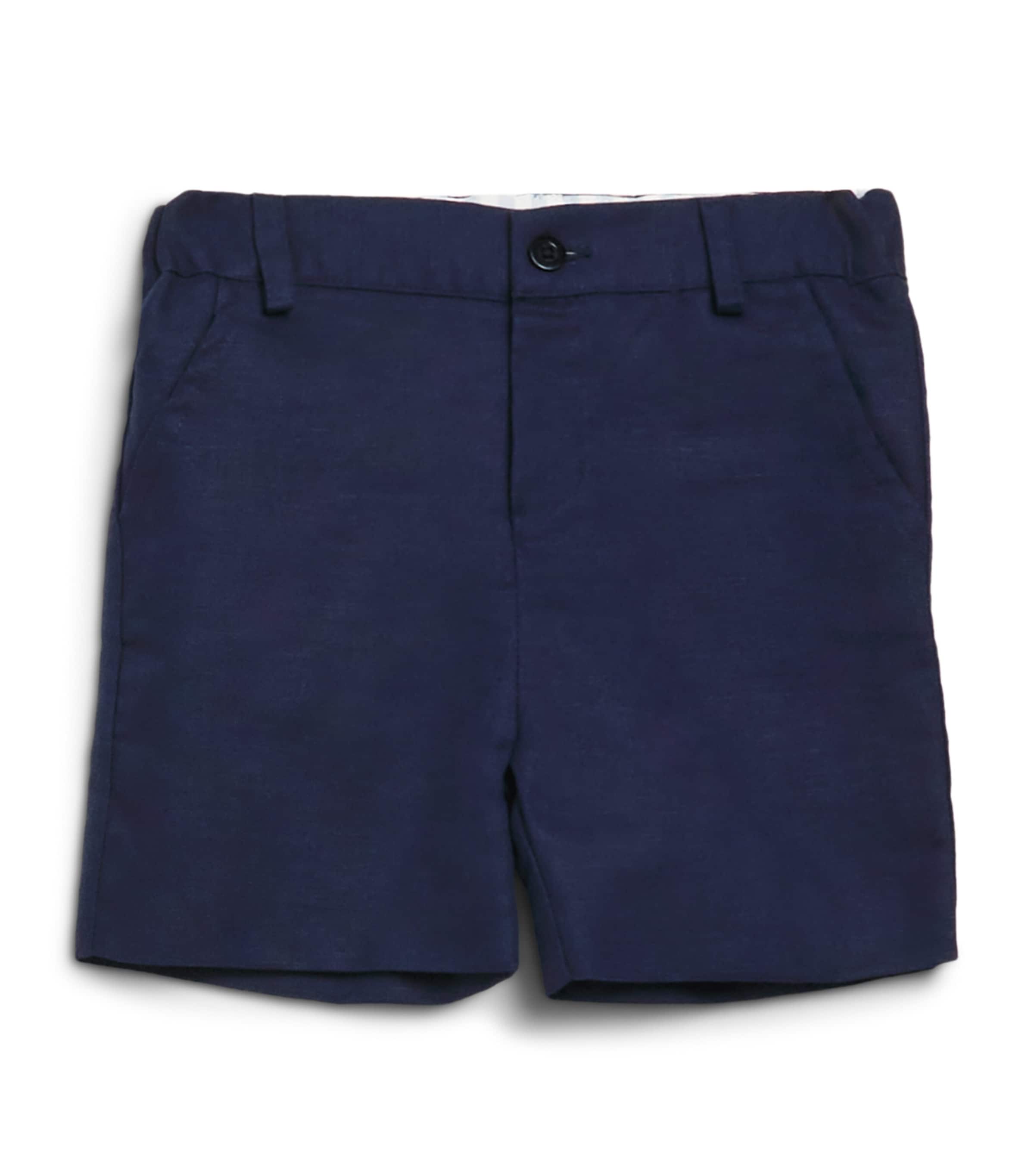Patachou Linen-Cotton Chino Shorts (6 Months - 4 Years) Marine Image 1