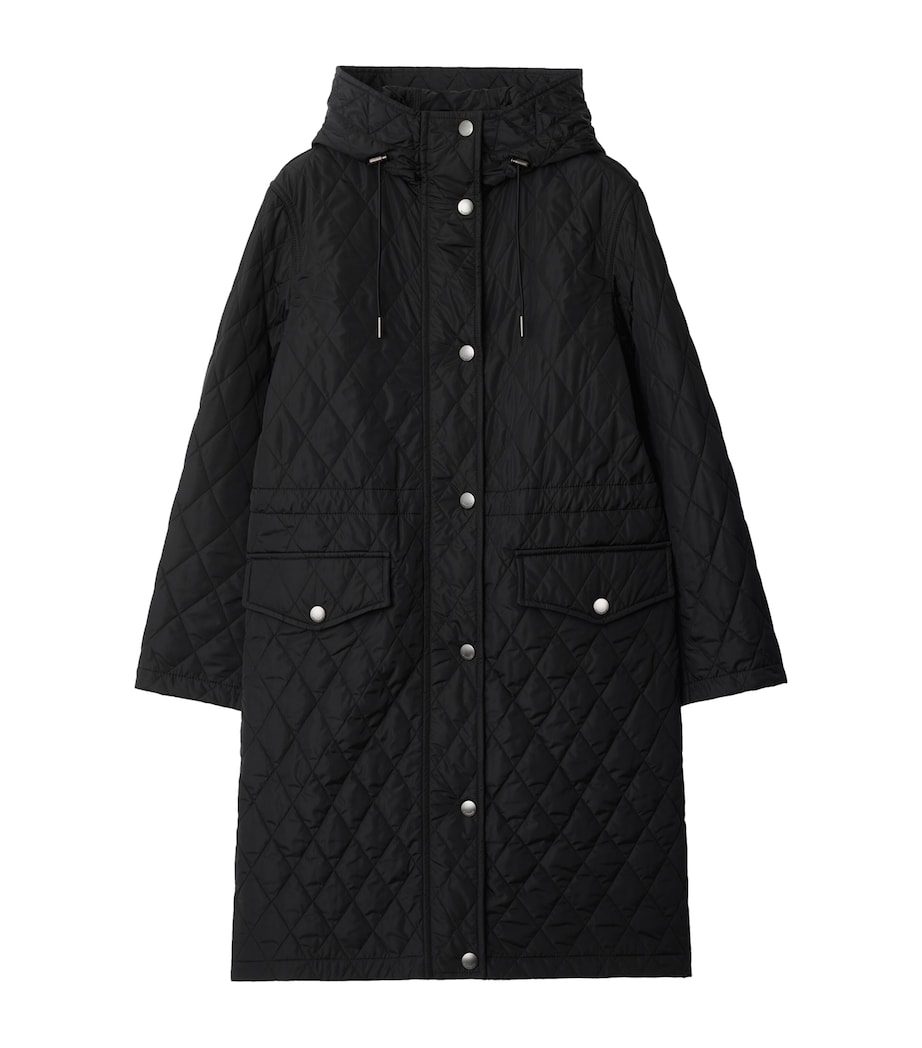 Nylon Quilted Hooded Parka BLACK Image 1