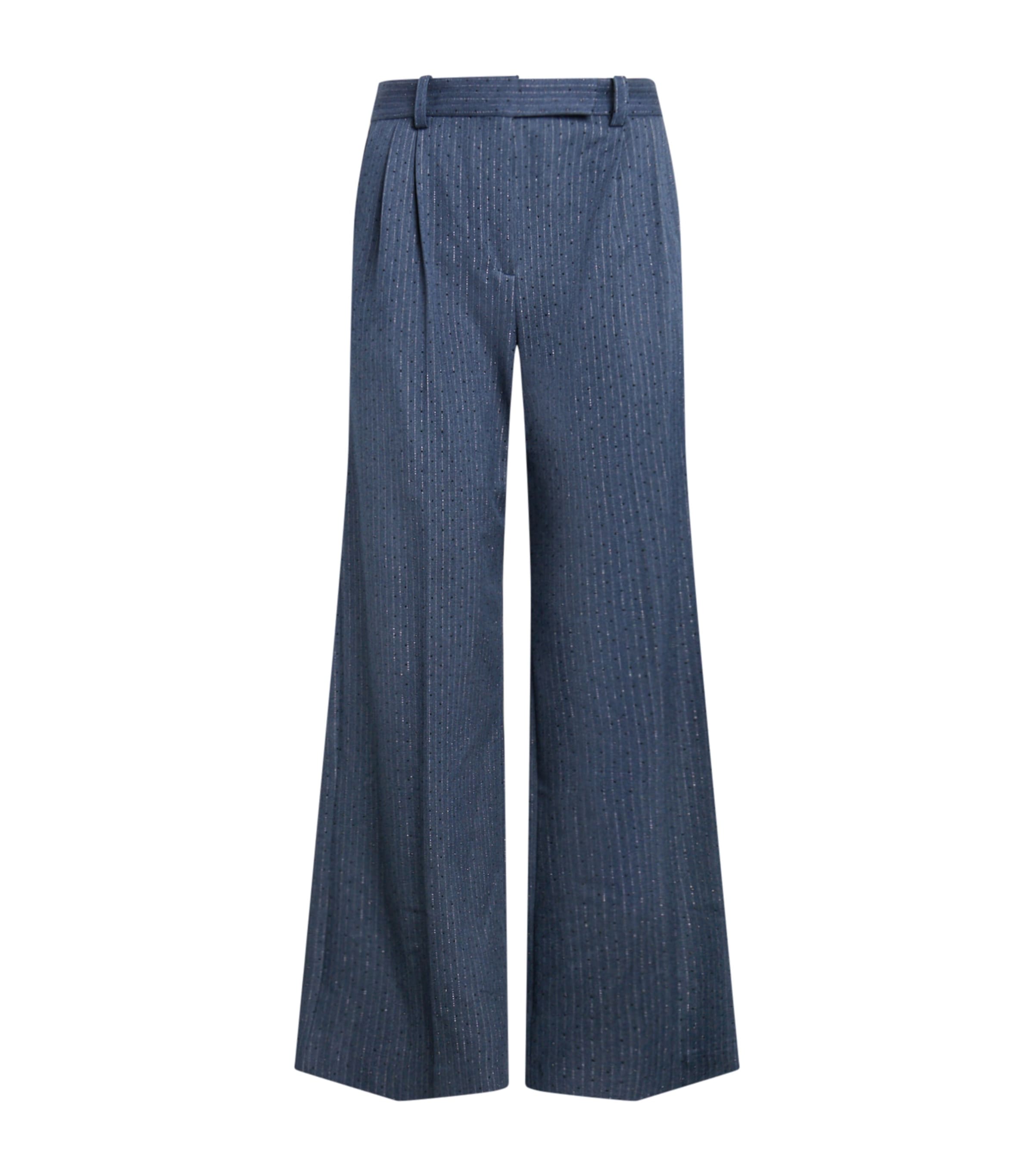 Maje Stripe Rhinestone-embellished Trousers In Blue