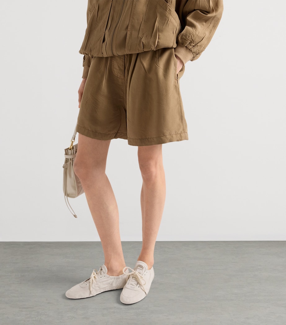 Prada Womens Garment-Dyed Shorts Neutral Image 3