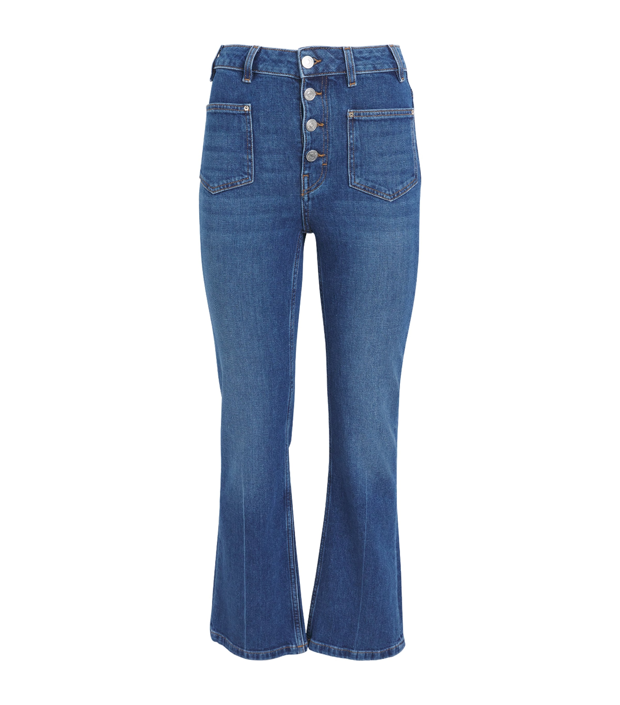 Maje Womens Patch-Pockets Flared Jeans Blue Image 1