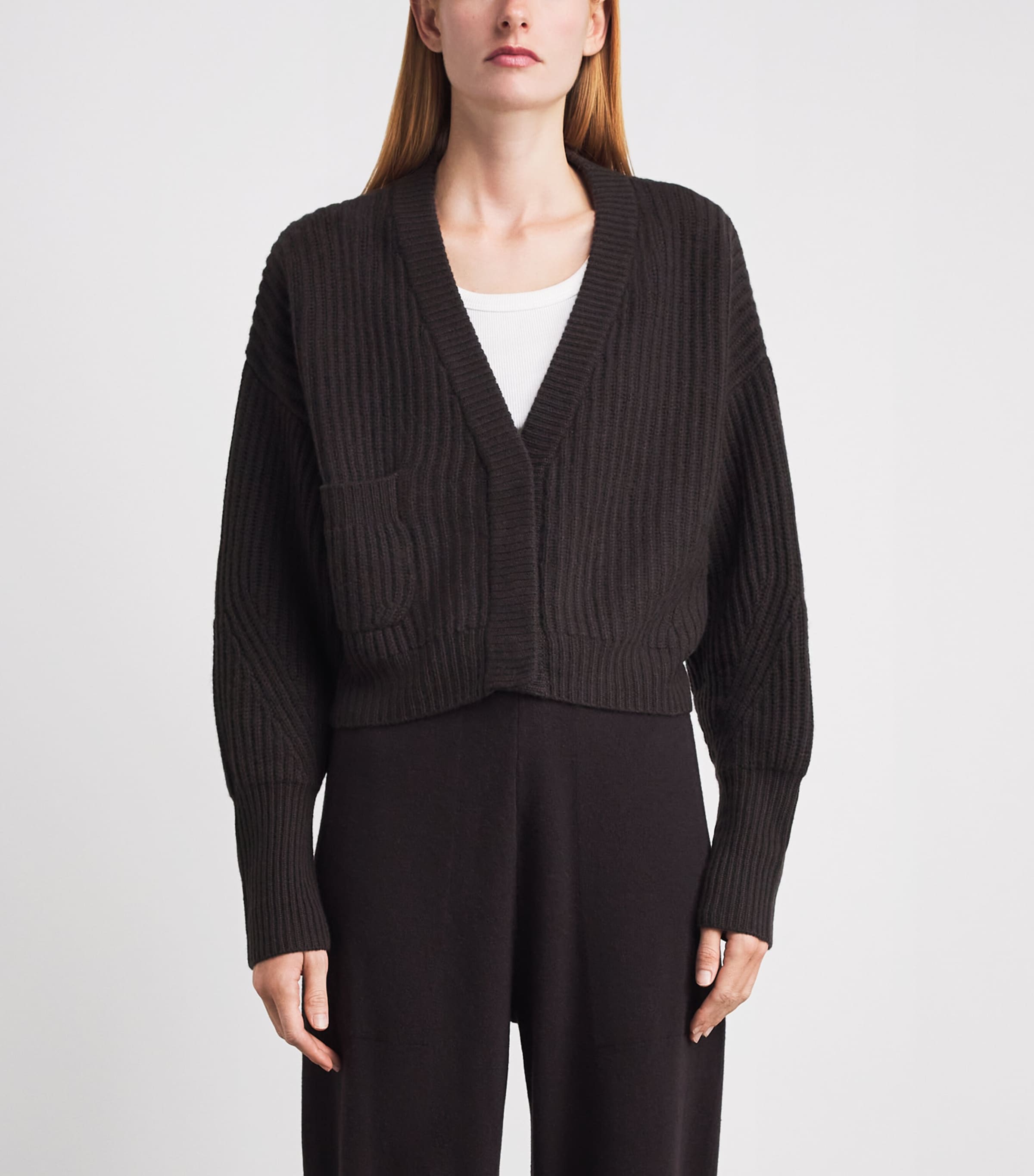 Le Kasha Womens Organic Cashmere Cropped Cardigan Prune Image 4