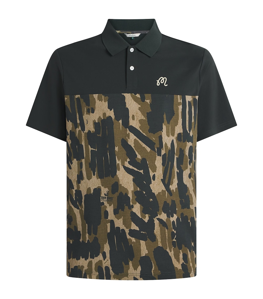 Malbon Mens Tour Divot Camo Polo Shirt Bark Camo Image 1