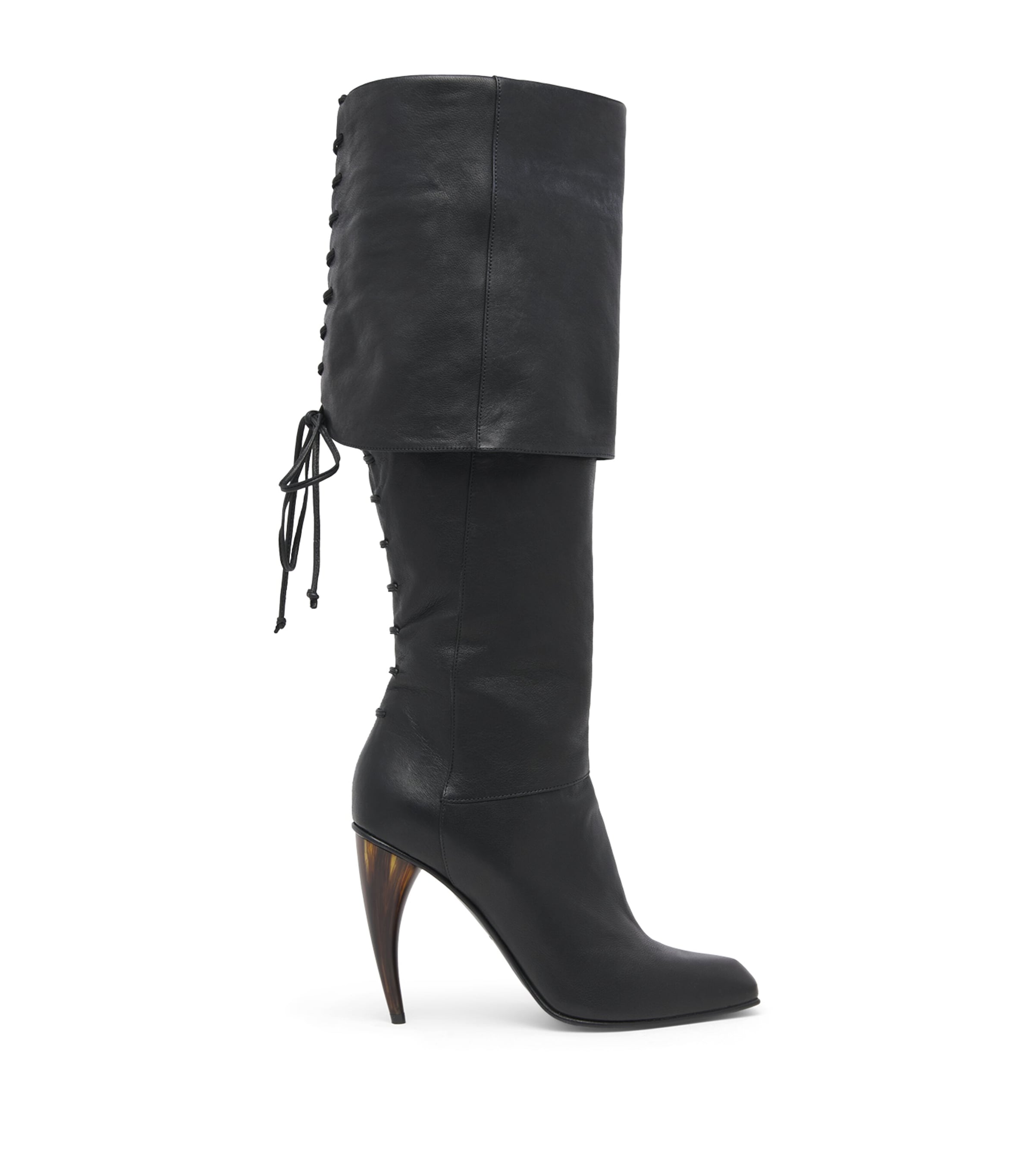 McQueen Leather Horn Knee-High Boots Image 1