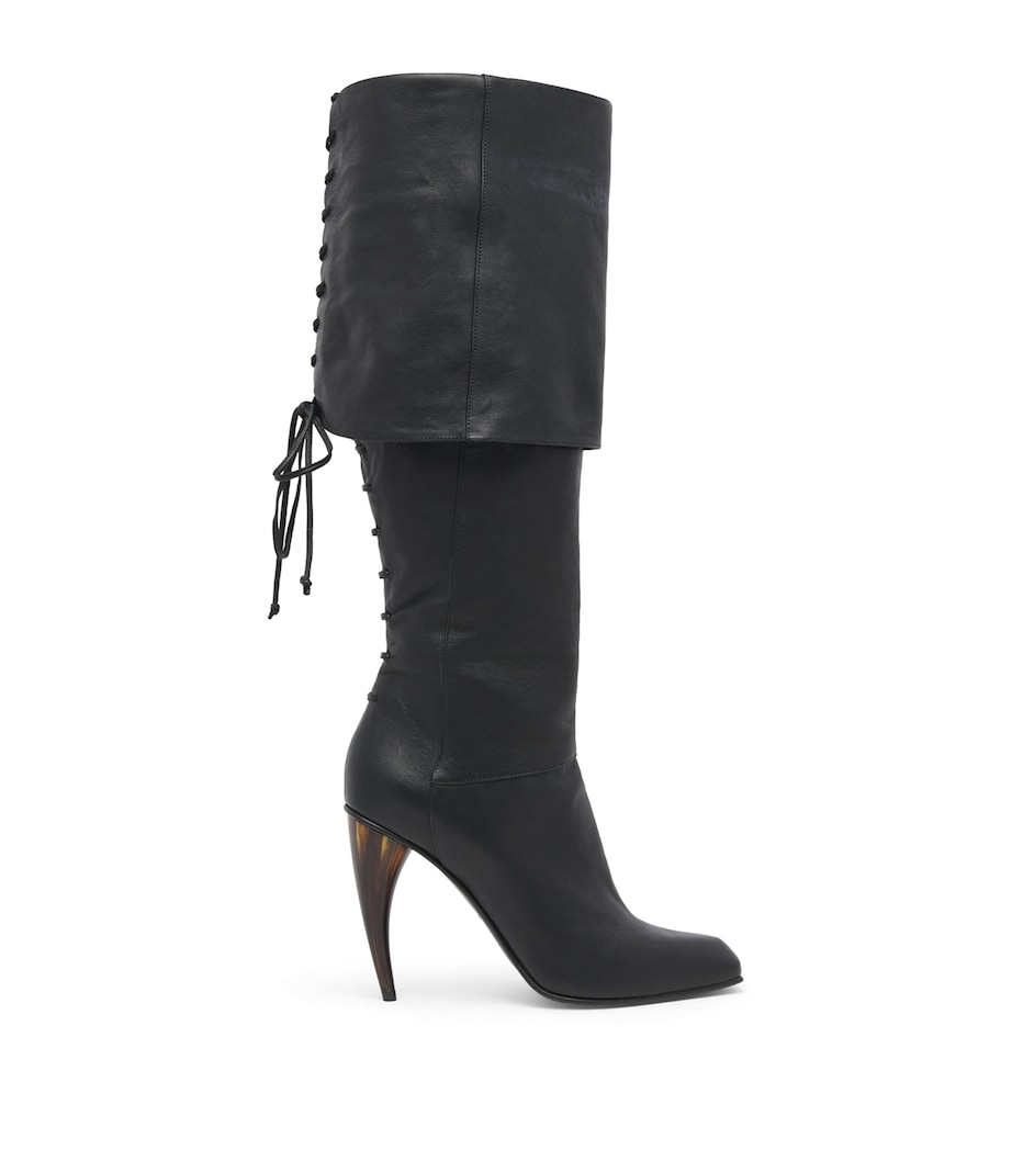 McQueen Leather Horn Knee-High Boots Image 1