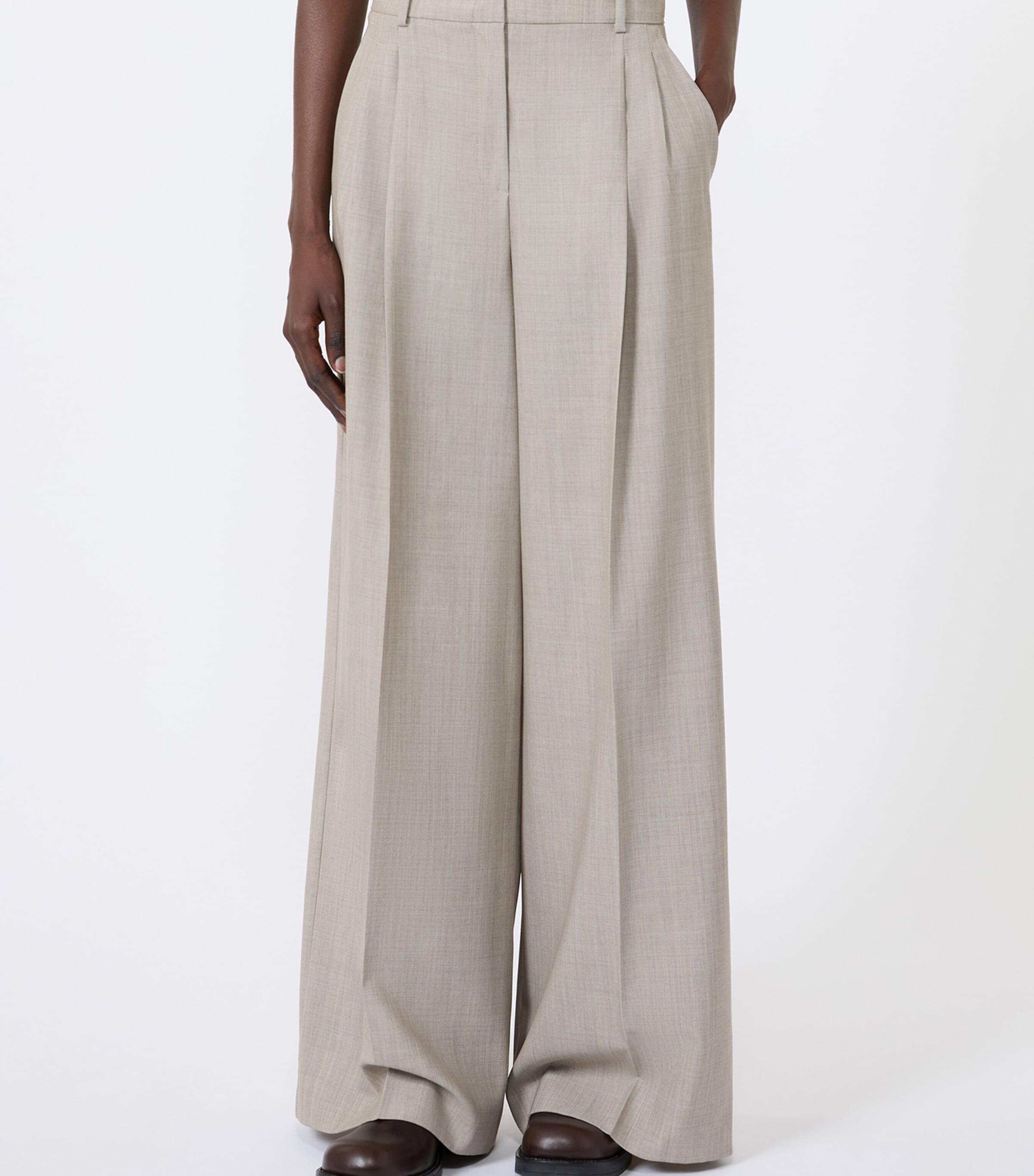 Weekend Max Mara Womens Virgin Wool Wide-Leg Trousers Hazelnut Brown Image 2