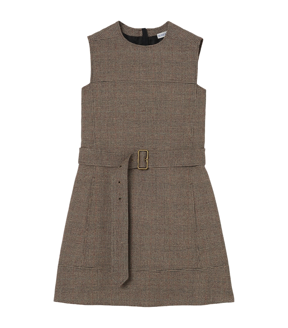 Burberry Womens Wool-Linen-Blend Mini Dress Soap Beigebrown Chk Image 1
