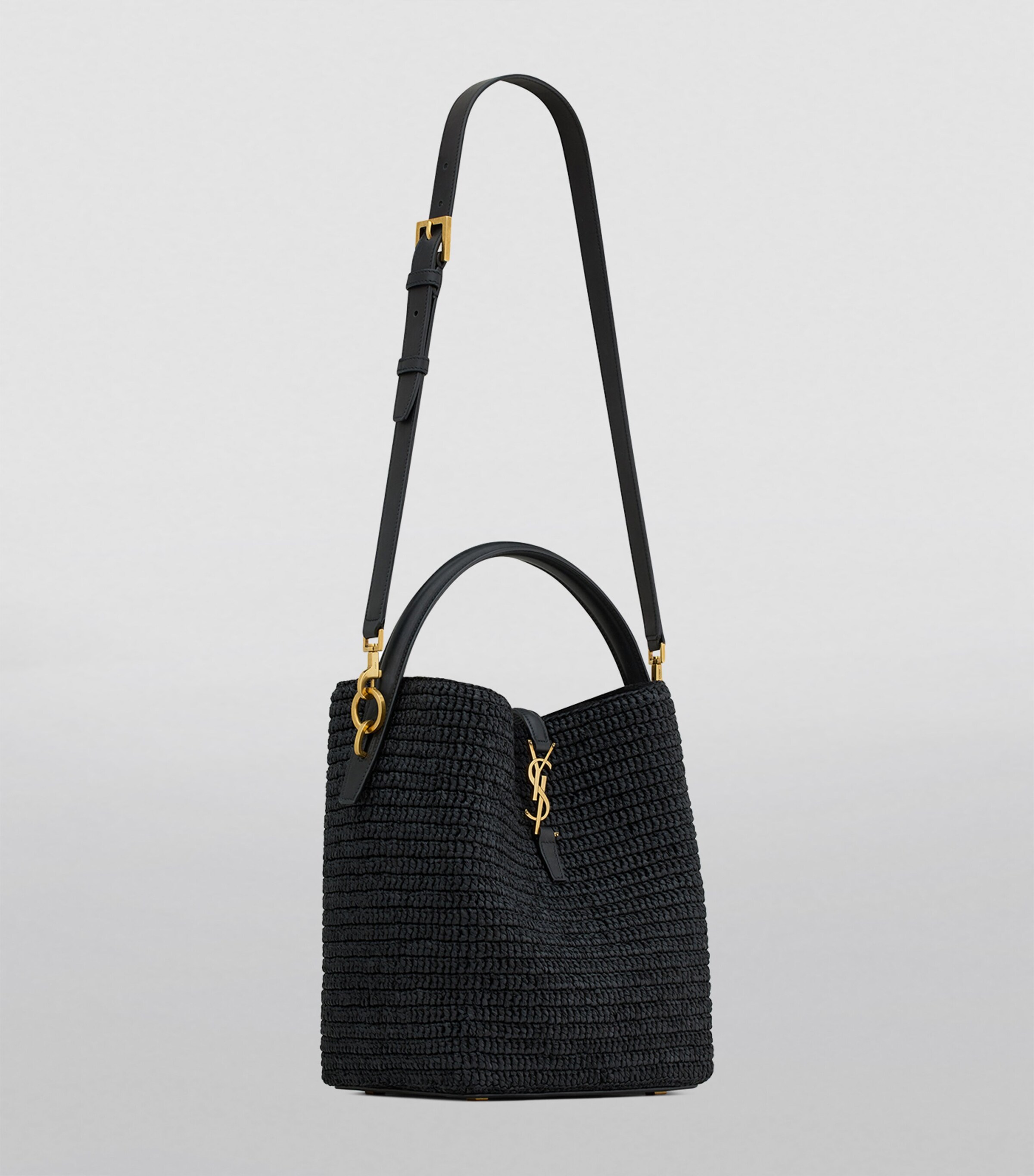 Saint Laurent Black Raffia Le 37 Bucket Bag | Harrods US