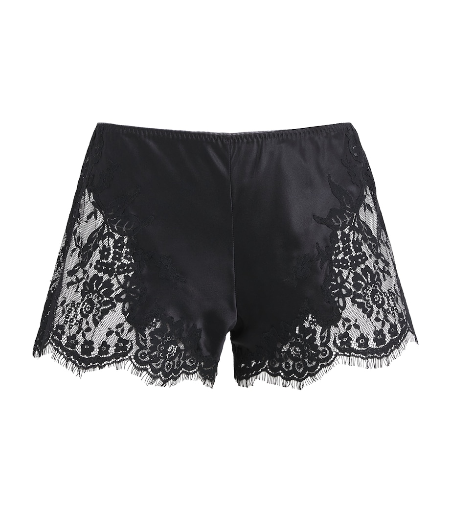 Marjolaine Womens Silk Floral Tess Shorts Noir Image 1