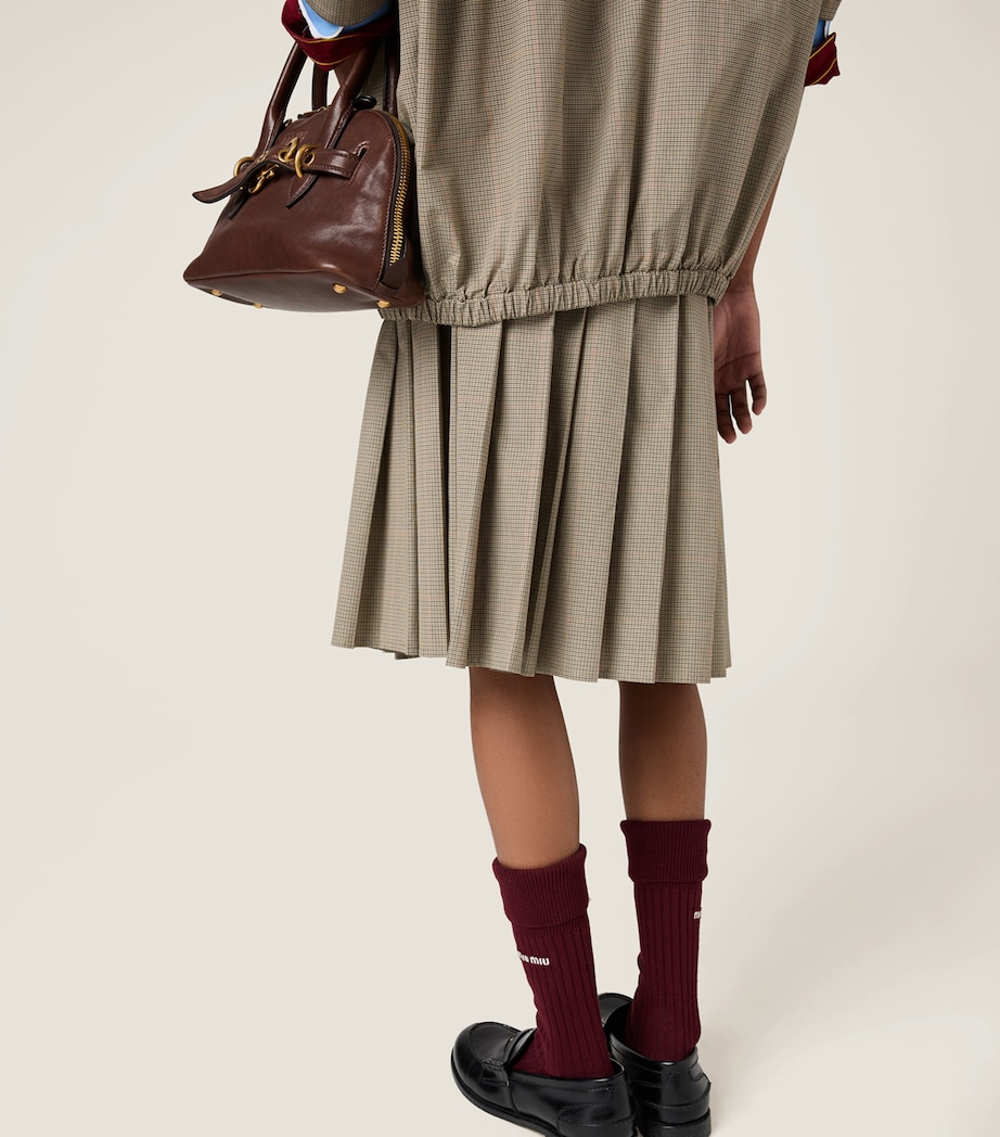 Cotton-Blend Pleated Midi Skirt F0393 Image 3