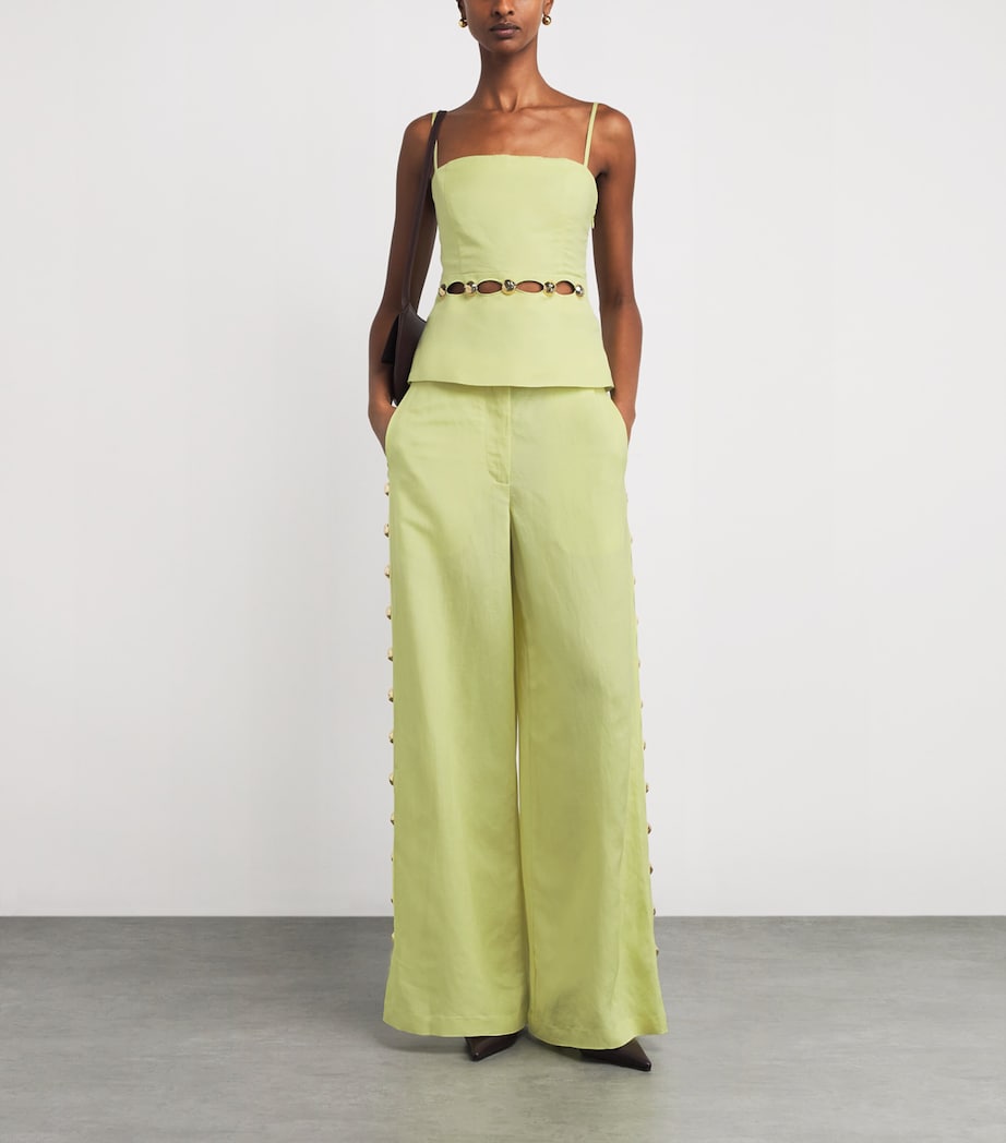 Linen-Blend Studded Cami CELADON Image 2