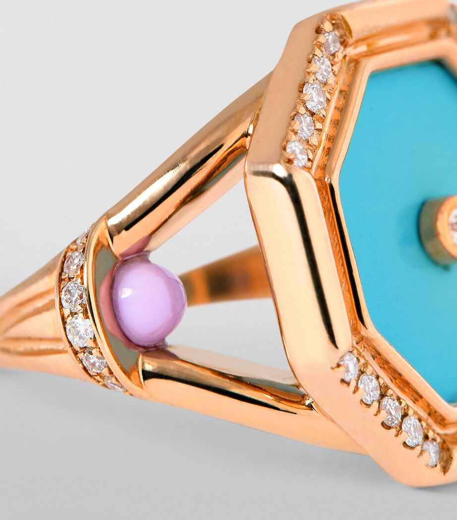 L'ATELIER NAWBAR Rose Gold, Diamond and Turquoise Amulets of Light Ring Baby Blue Lilac Image 6