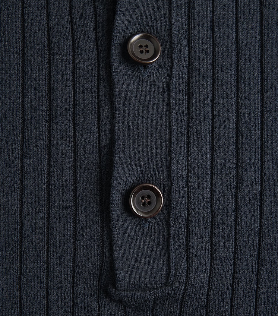 Oliver Spencer Mens Organic Cotton Pablo Polo Shirt Navy Image 6