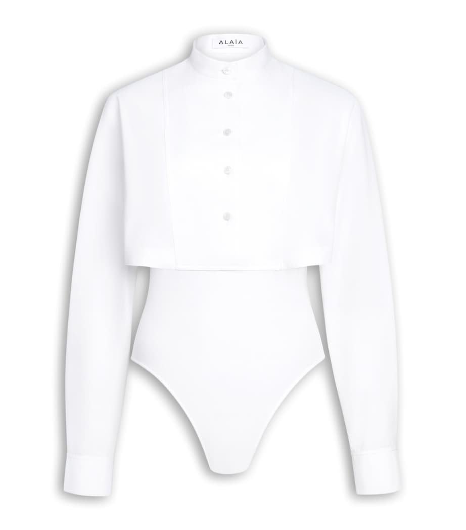 Alaïa Womens Cotton Poplin Shirt Bodysuit Blanc Image 1