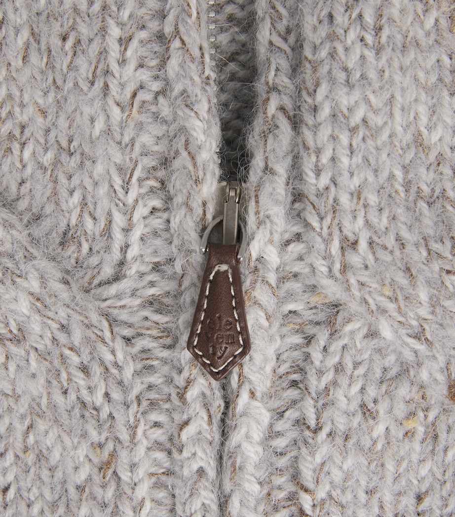 Eleventy Mens Wool-Blend Zip-Up Cardigan Grigio Chiaro Melang Image 6