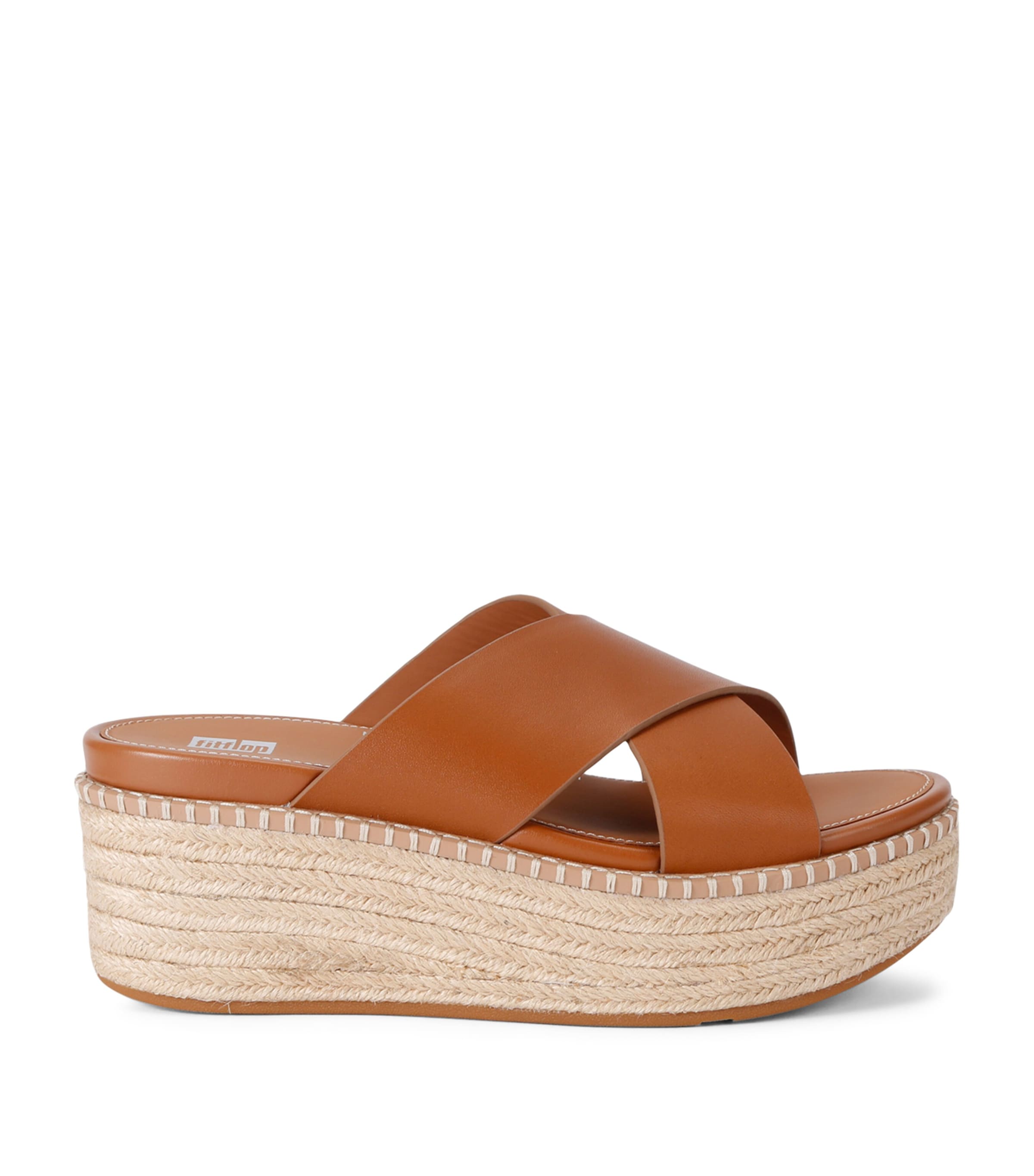 Fitflop Leather Espadrille Slides 70 In Beige