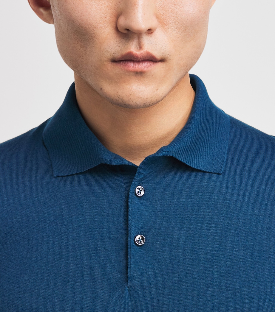 Fioroni Cashmere Mens Cotton-Cashmere Polo Shirt Marino Image 3