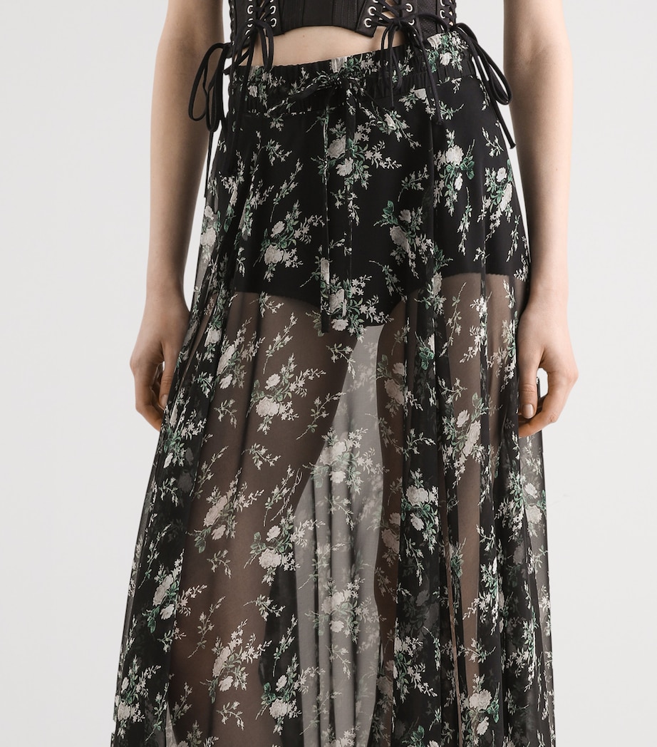 Dolce&Gabbana Womens Silk Chiffon Floral Maxi Skirt Ros/ Image 4