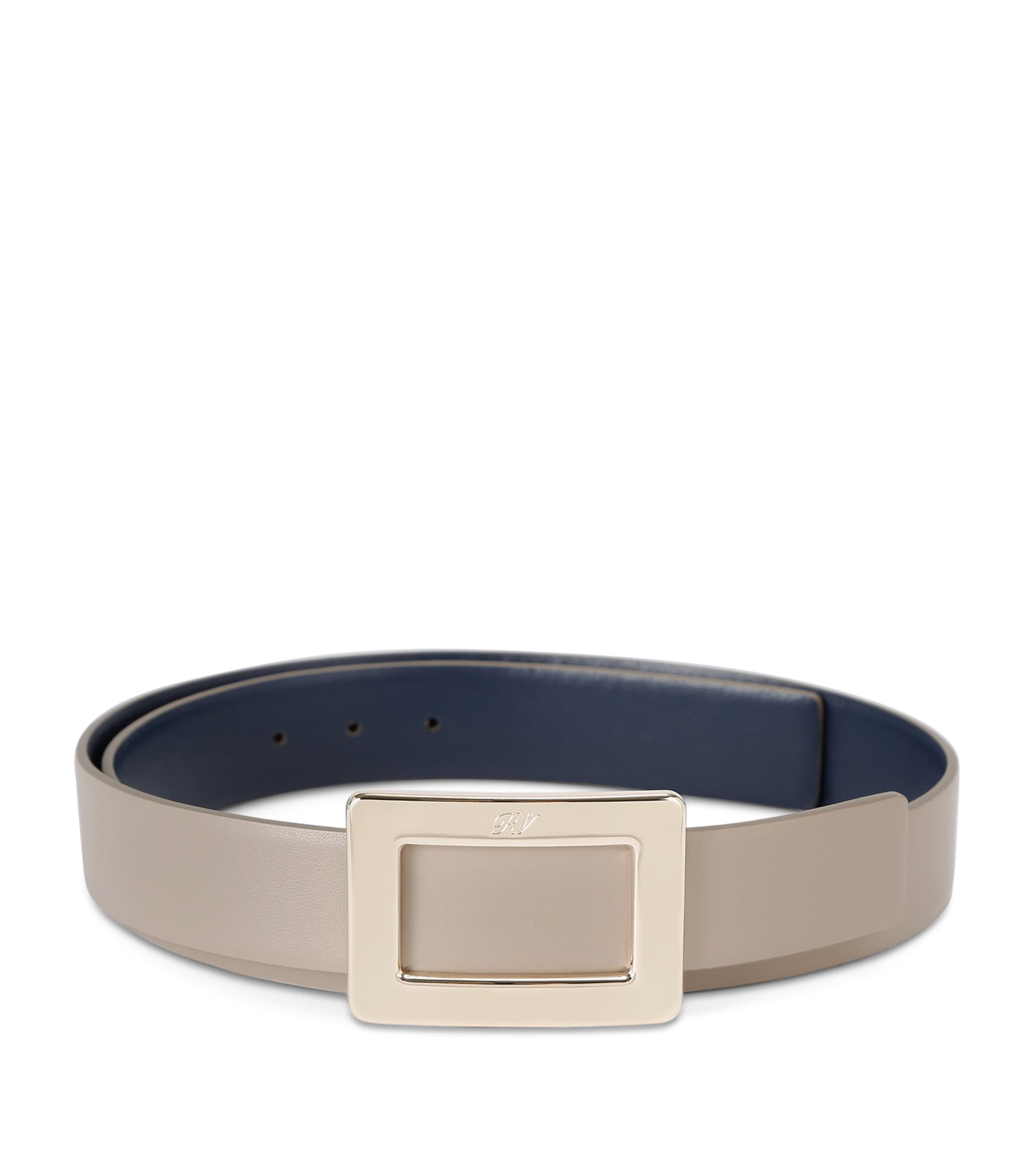 Roger Vivier Leather Reversible Belle Vivier Belt