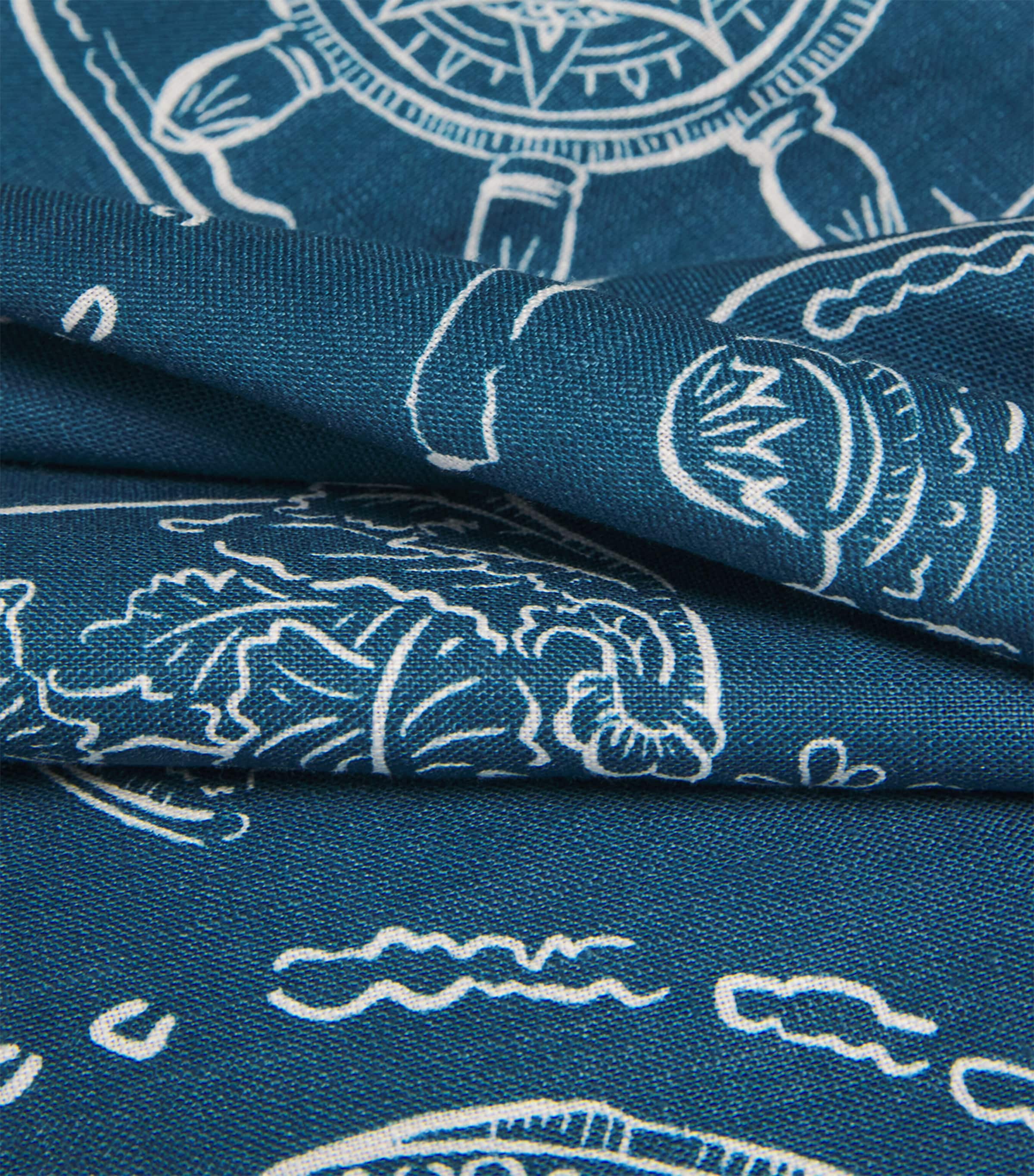 ALEMAIS Womens Linen Printed Lucky Midi Dress Blue Image 6