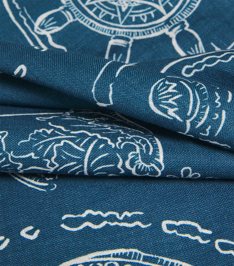 ALEMAIS Womens Linen Printed Lucky Midi Dress Blue Image 6