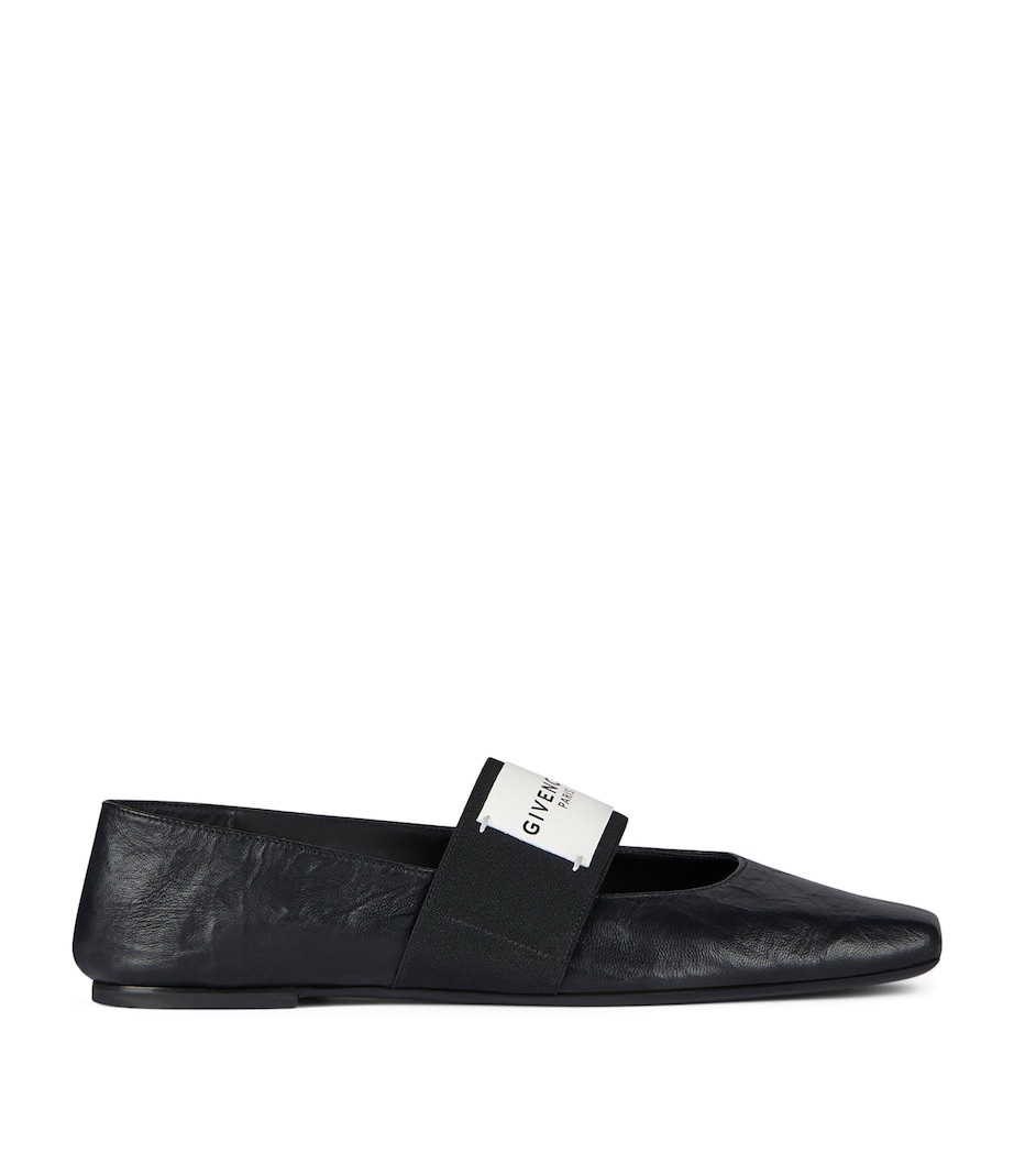 Leather Square-Toe Ballet Flats BLACK Image 1