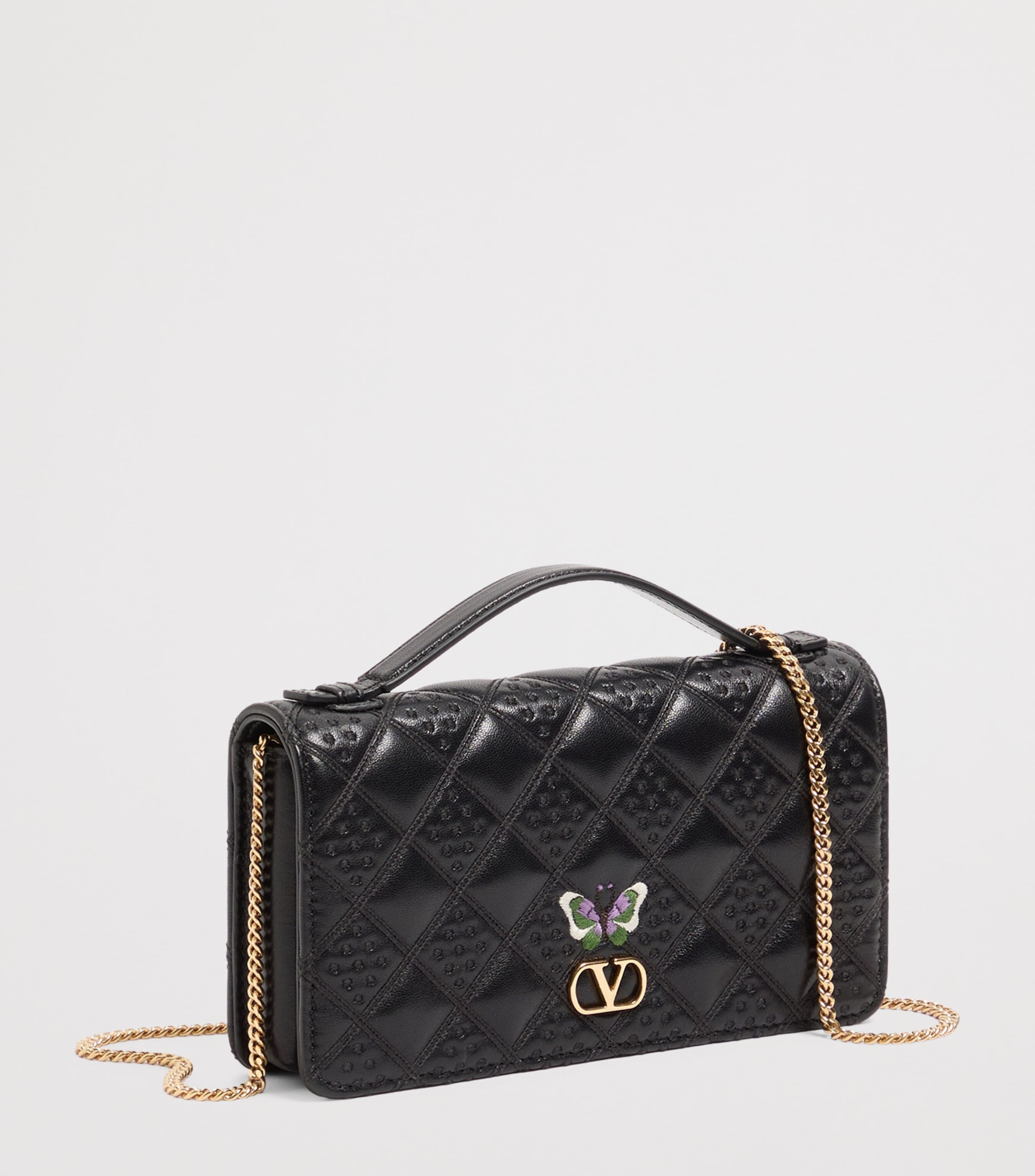 Valentino Garavani Leather Flutterby Chain Wallet Image 2