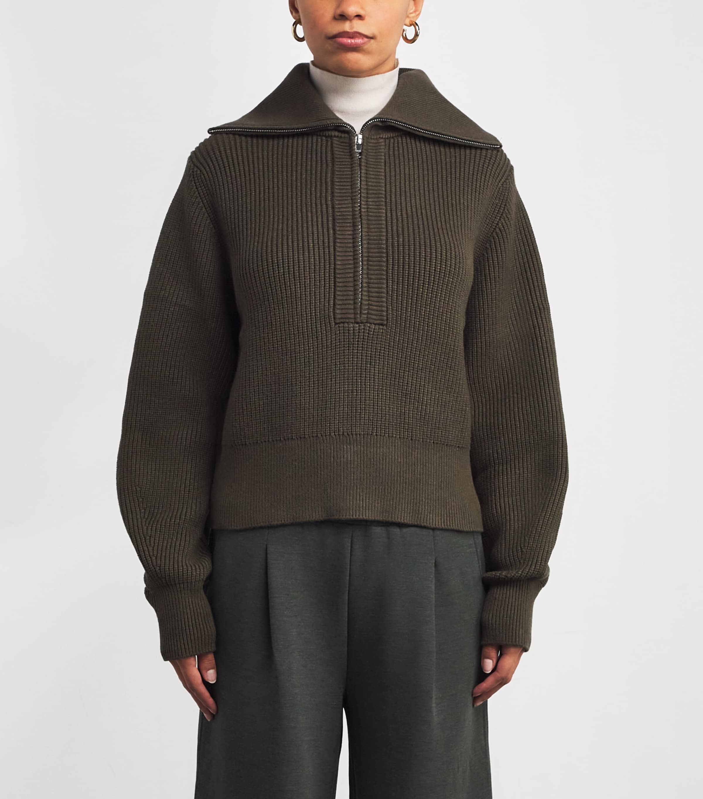 Ribbed Half-Zip Maura Sweater OLIVE NIGHT Image 3