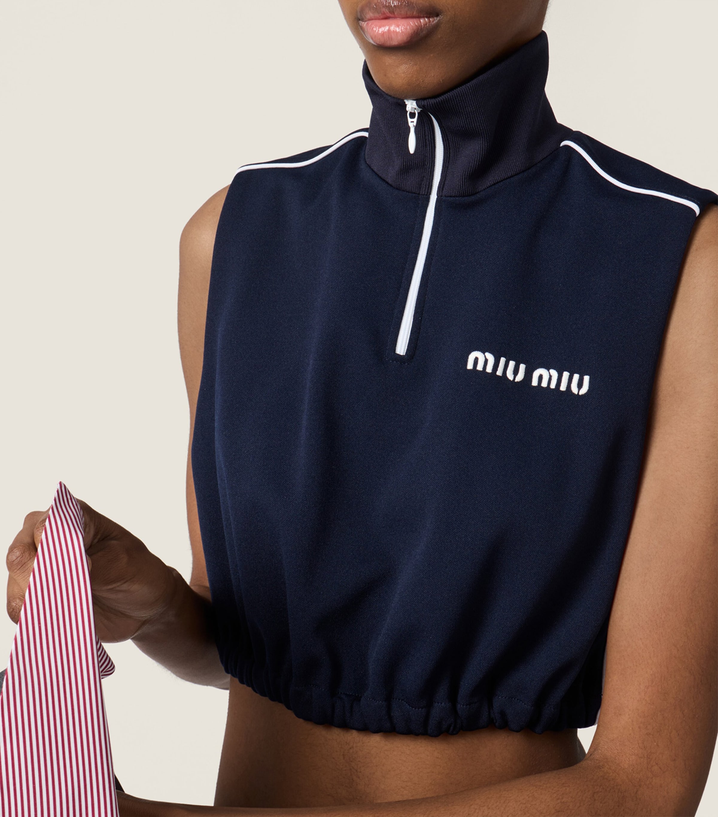 Miu Miu Womens Technical Logo Crop Top Image 5