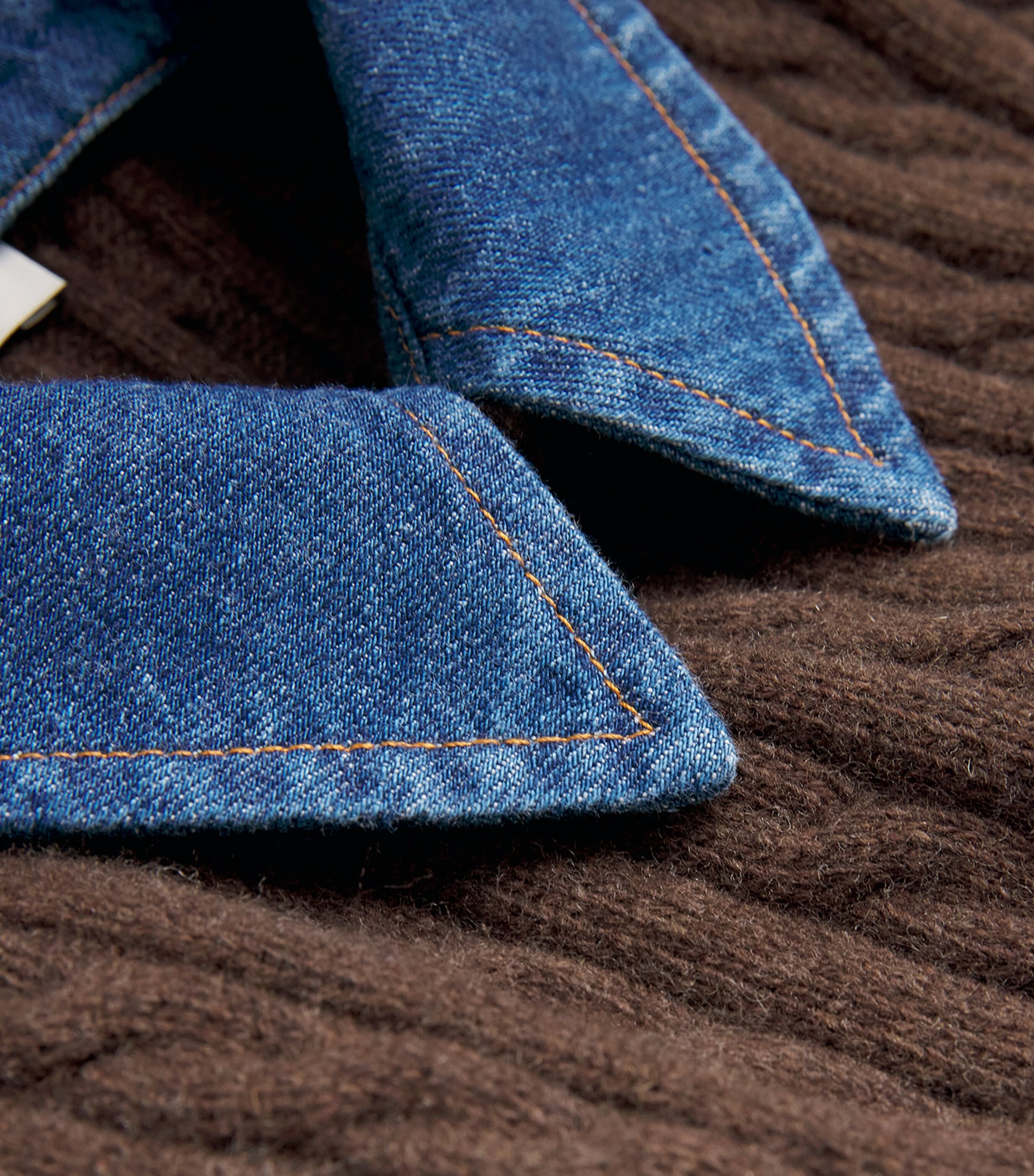 Wool-Blend Denim-Collar Sweater Vest BROWN Image 5